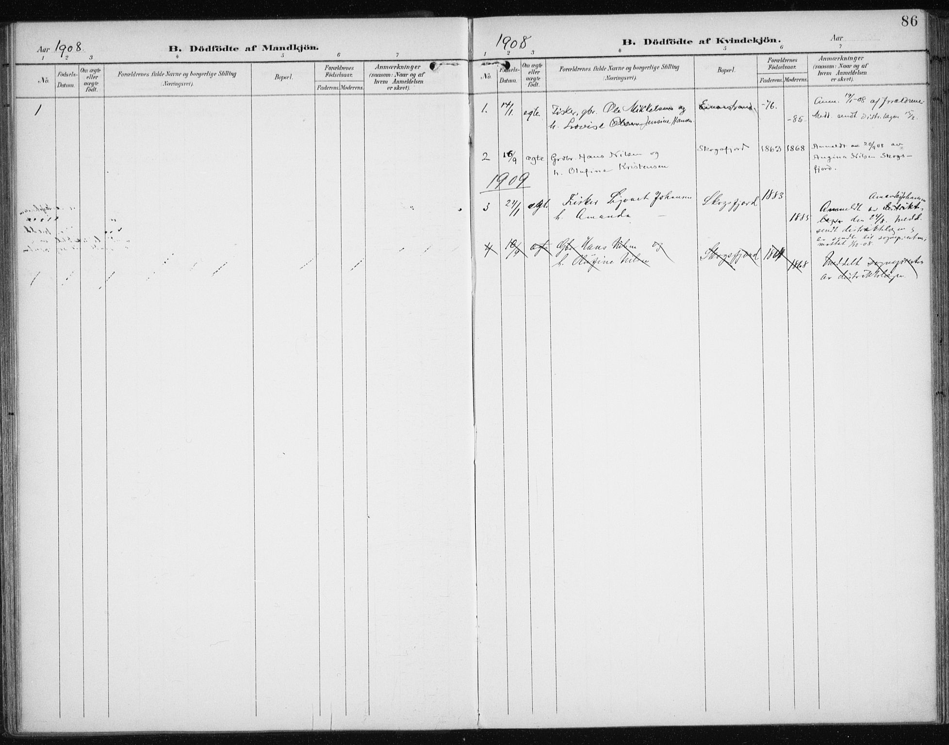 Karlsøy sokneprestembete, SATØ/S-1299/H/Ha/Haa/L0013kirke: Parish register (official) no. 13, 1902-1916, p. 86