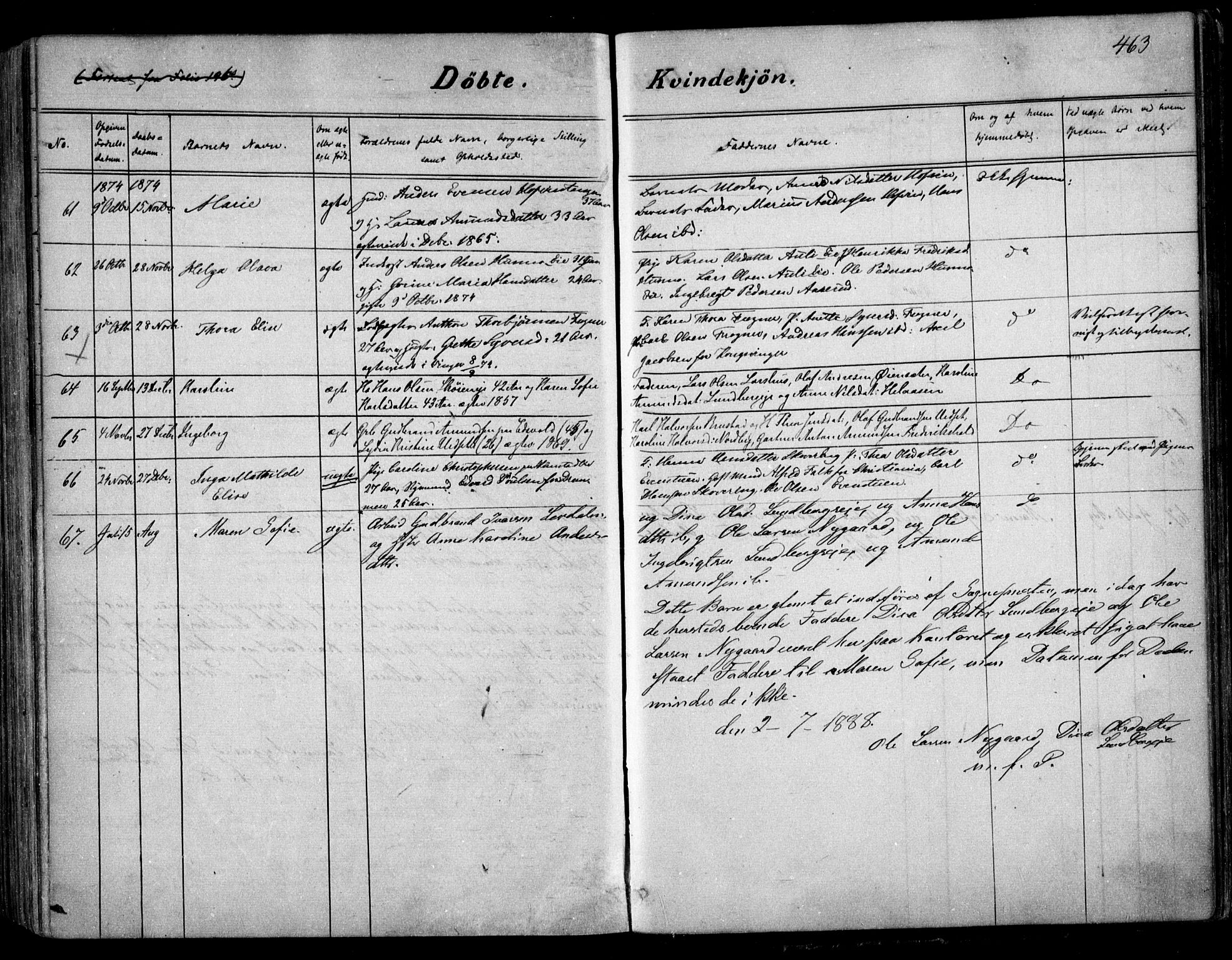 Nes prestekontor Kirkebøker, AV/SAO-A-10410/F/Fa/L0008: Parish register (official) no. I 8, 1859-1874, p. 463