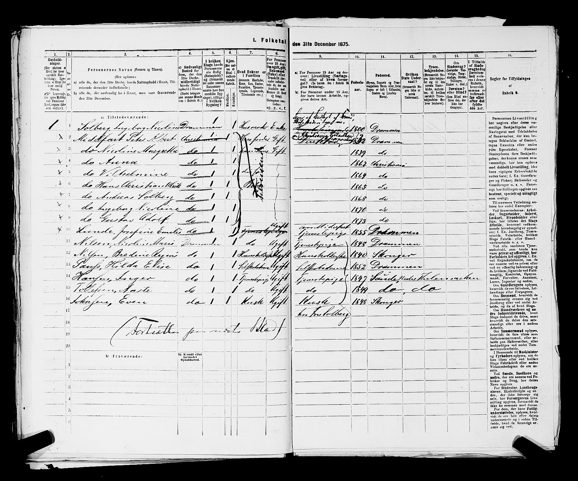 SAKO, 1875 census for 0602 Drammen, 1875, p. 3367