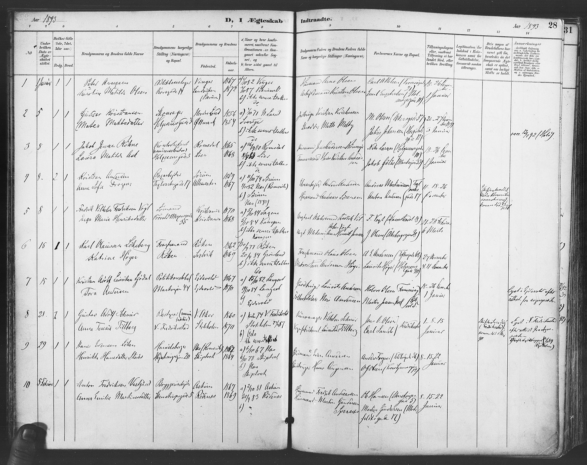 Paulus prestekontor Kirkebøker, SAO/A-10871/F/Fa/L0009: Parish register (official) no. 9, 1891-1901, p. 28