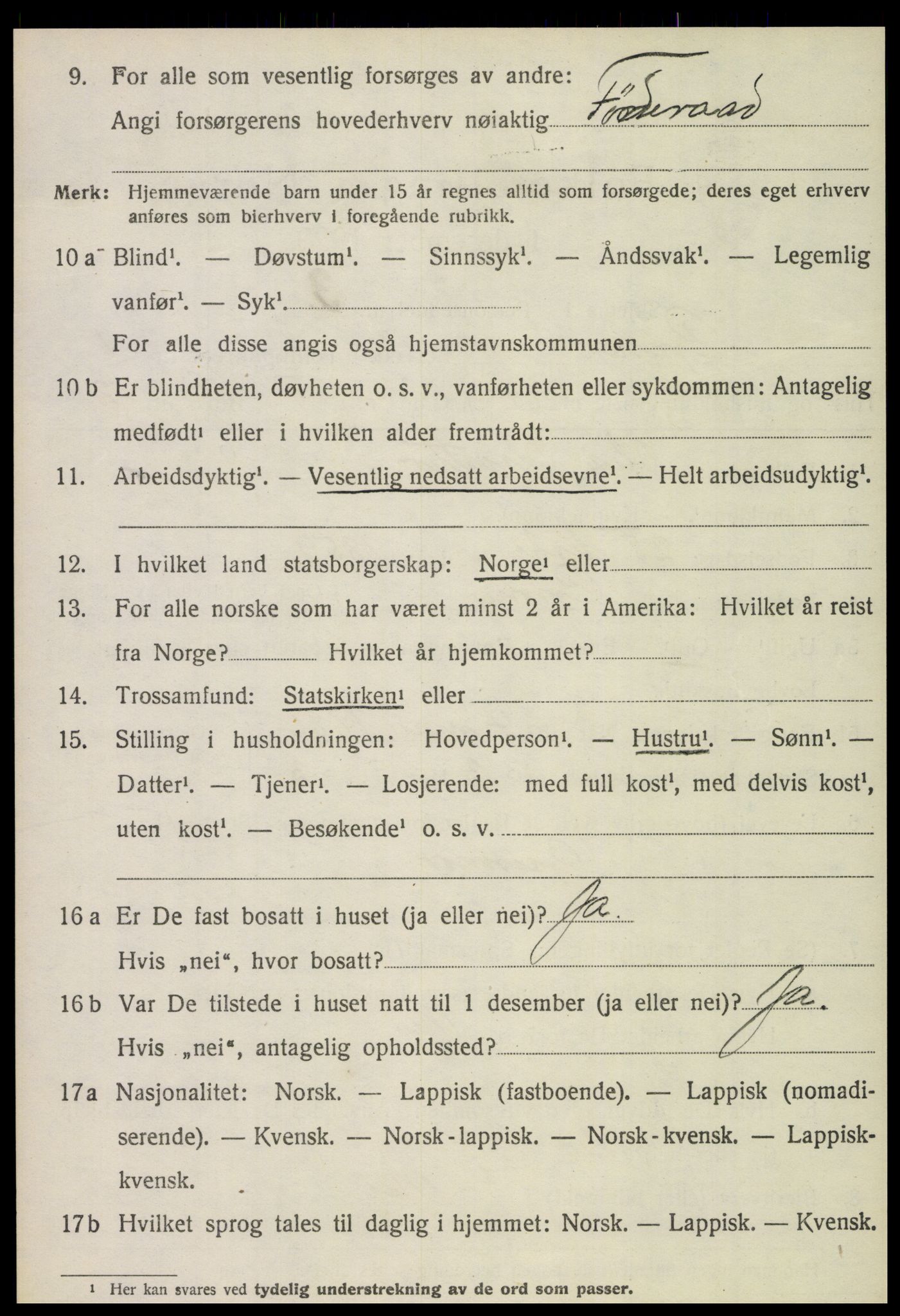 SAT, 1920 census for Grong, 1920, p. 1194