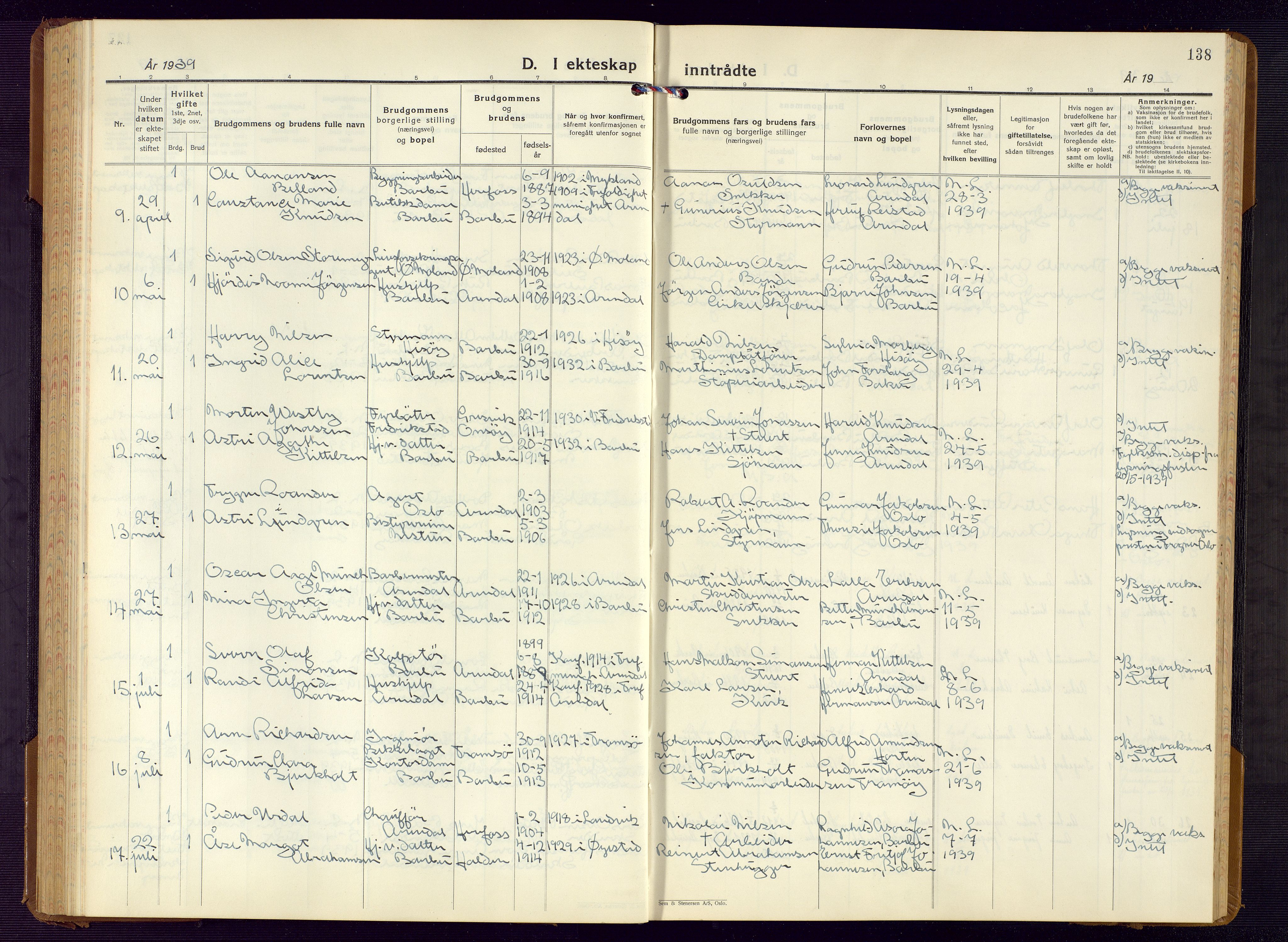 Barbu sokneprestkontor, AV/SAK-1111-0003/F/Fb/L0006: Parish register (copy) no. B 6, 1937-1947, p. 138