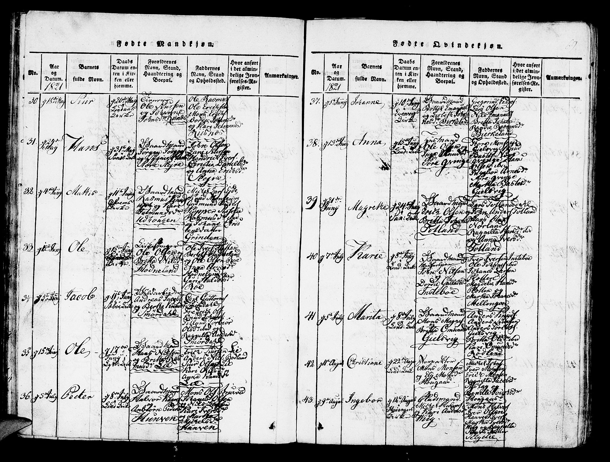 Lindås Sokneprestembete, AV/SAB-A-76701/H/Haa/Haaa/L0007: Parish register (official) no. A 7, 1816-1823, p. 69