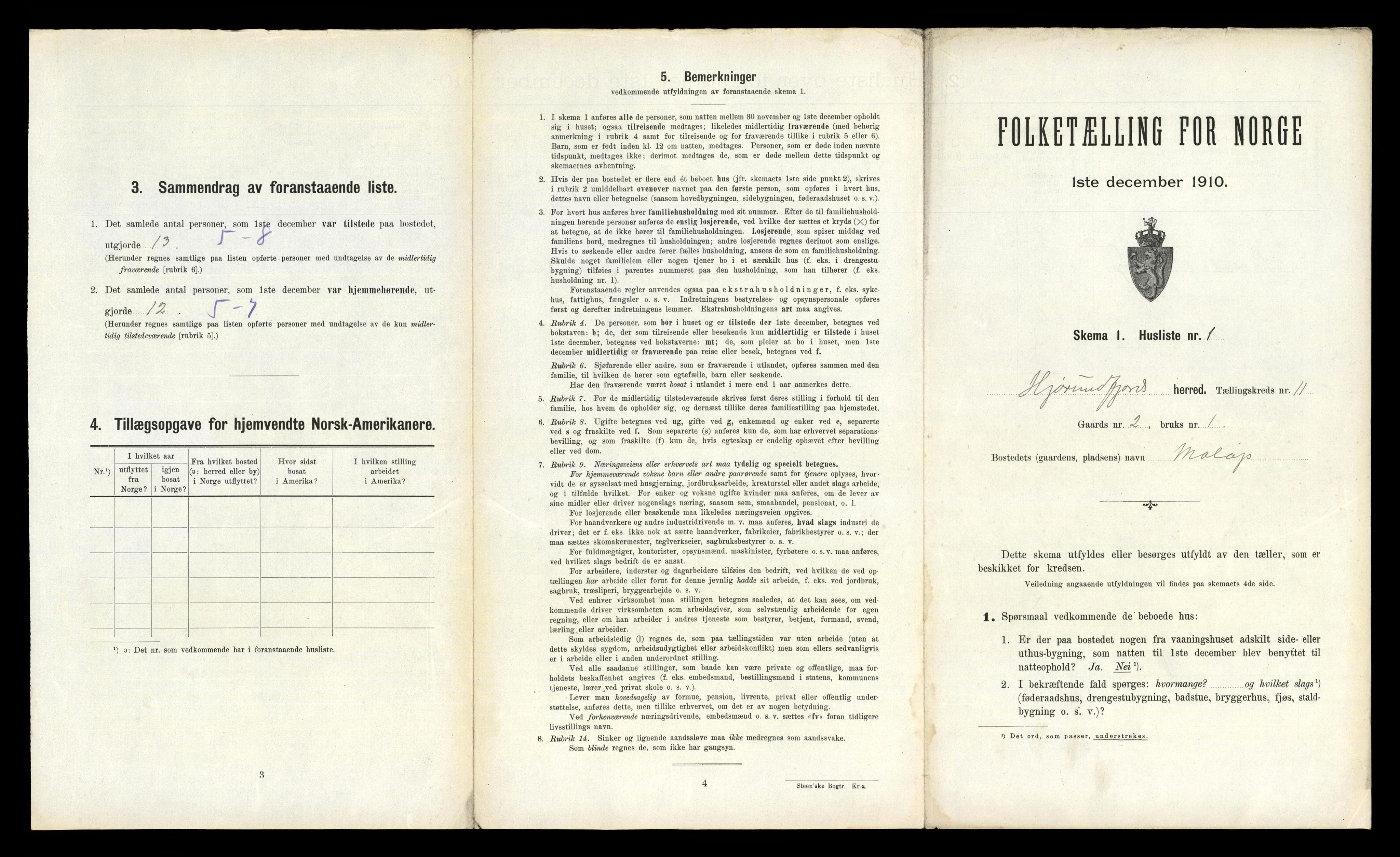 RA, 1910 census for Hjørundfjord, 1910, p. 554