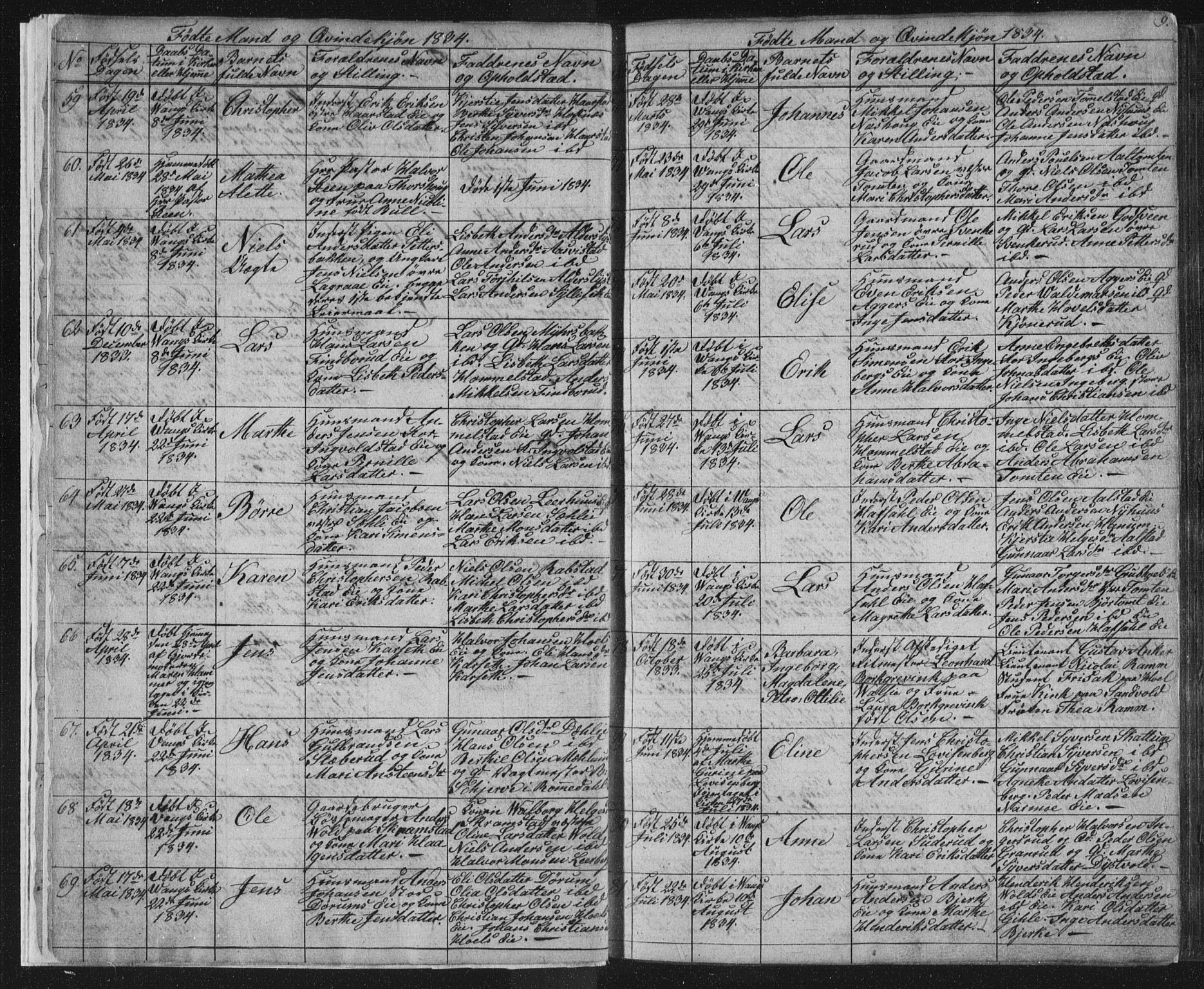 Vang prestekontor, Hedmark, SAH/PREST-008/H/Ha/Hab/L0008: Parish register (copy) no. 8, 1832-1854, p. 9