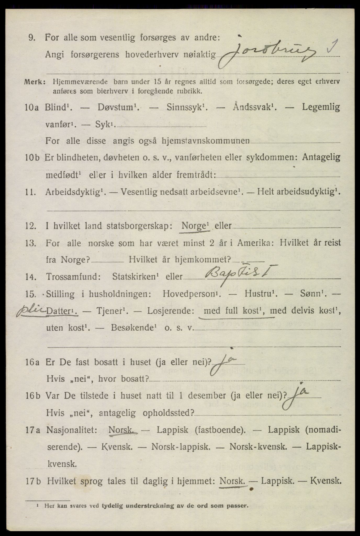 SAT, 1920 census for Langenes, 1920, p. 1955