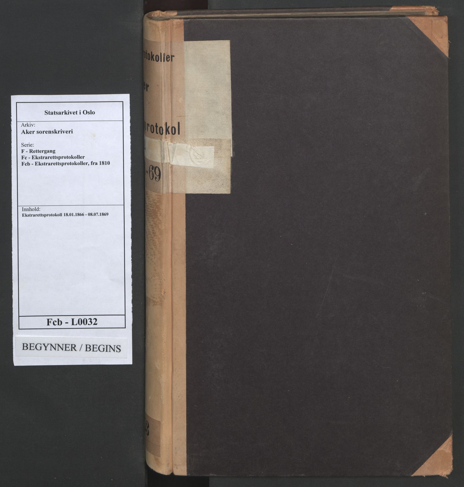 Aker sorenskriveri, SAO/A-10895/F/Fc/Fcb/L0032: Ekstrarettsprotokoll, 1866-1869