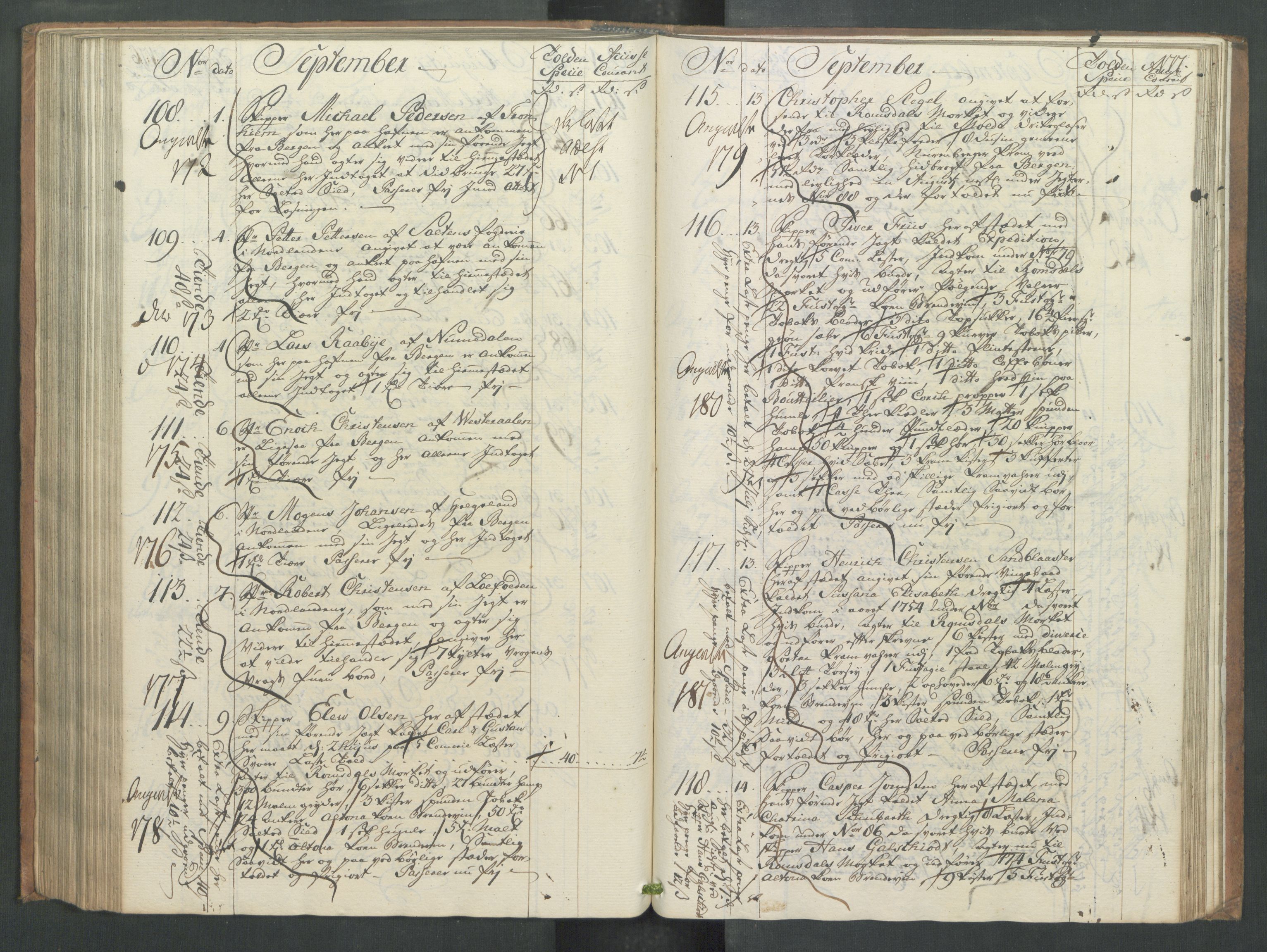 Generaltollkammeret, tollregnskaper, AV/RA-EA-5490/R32/L0013/0001: Tollregnskaper Kristiansund / Hovedtollbok, 1756, p. 176b-177a