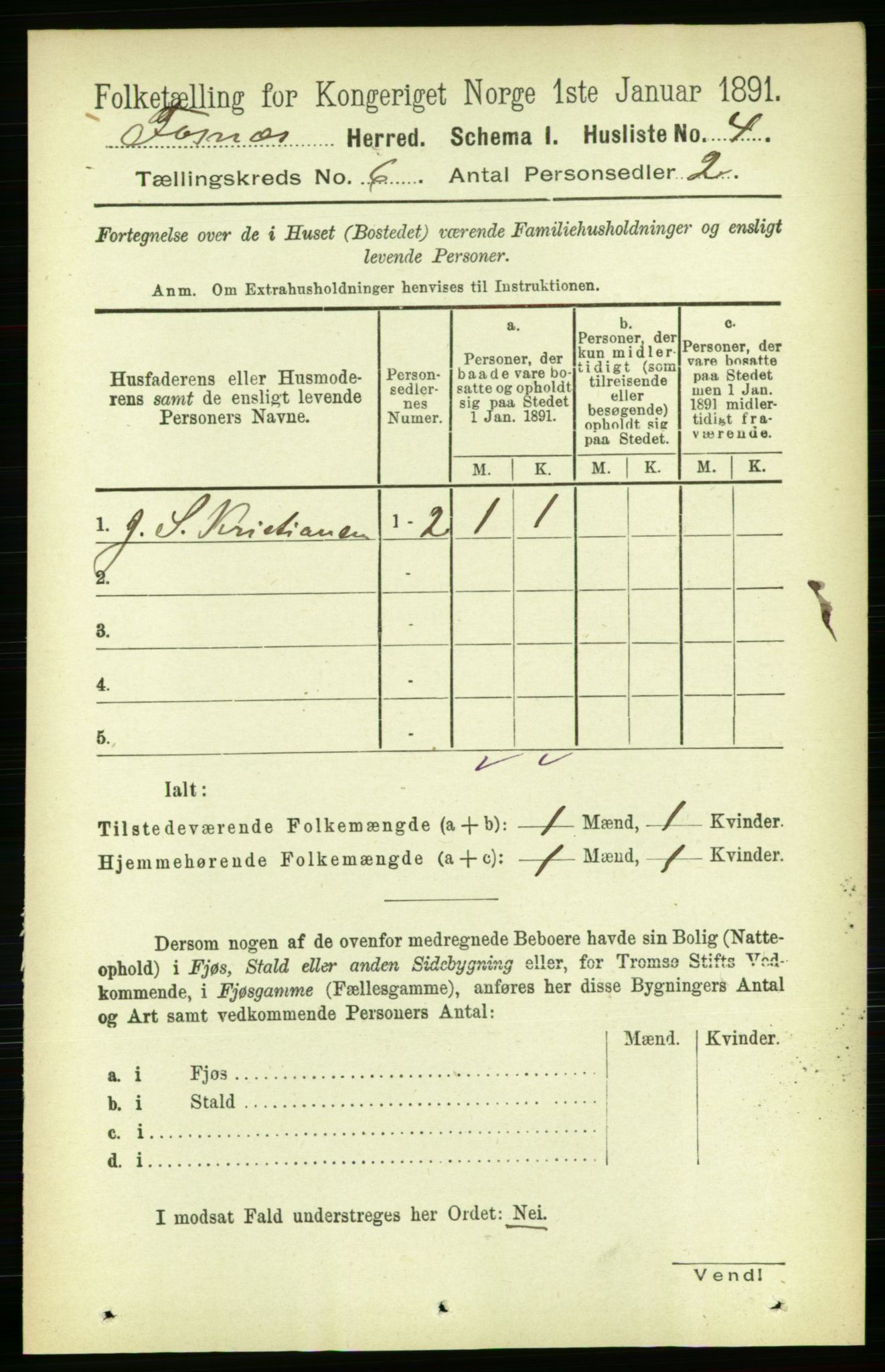 RA, 1891 census for 1748 Fosnes, 1891, p. 2723