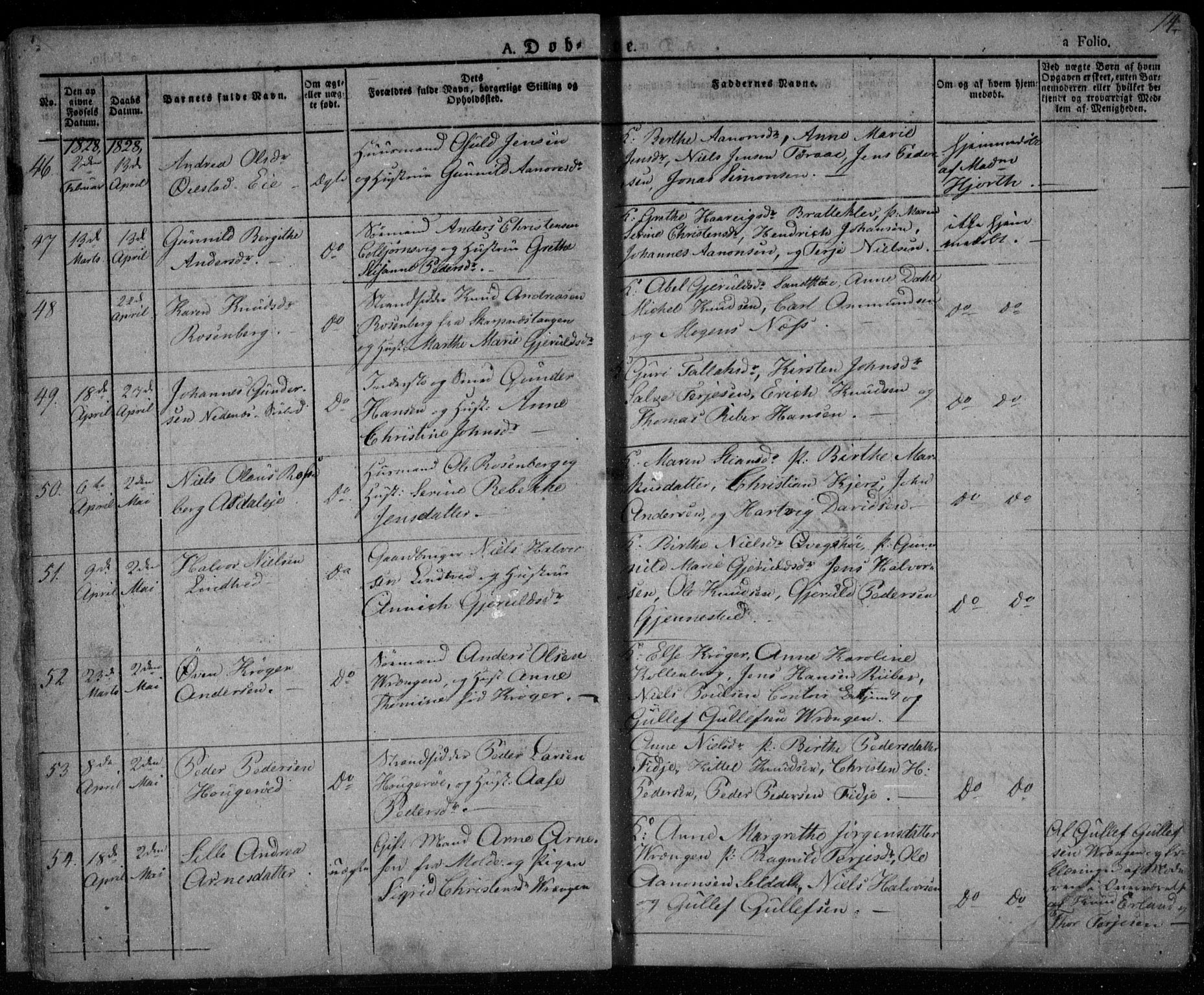 Øyestad sokneprestkontor, AV/SAK-1111-0049/F/Fa/L0013: Parish register (official) no. A 13, 1827-1842, p. 14