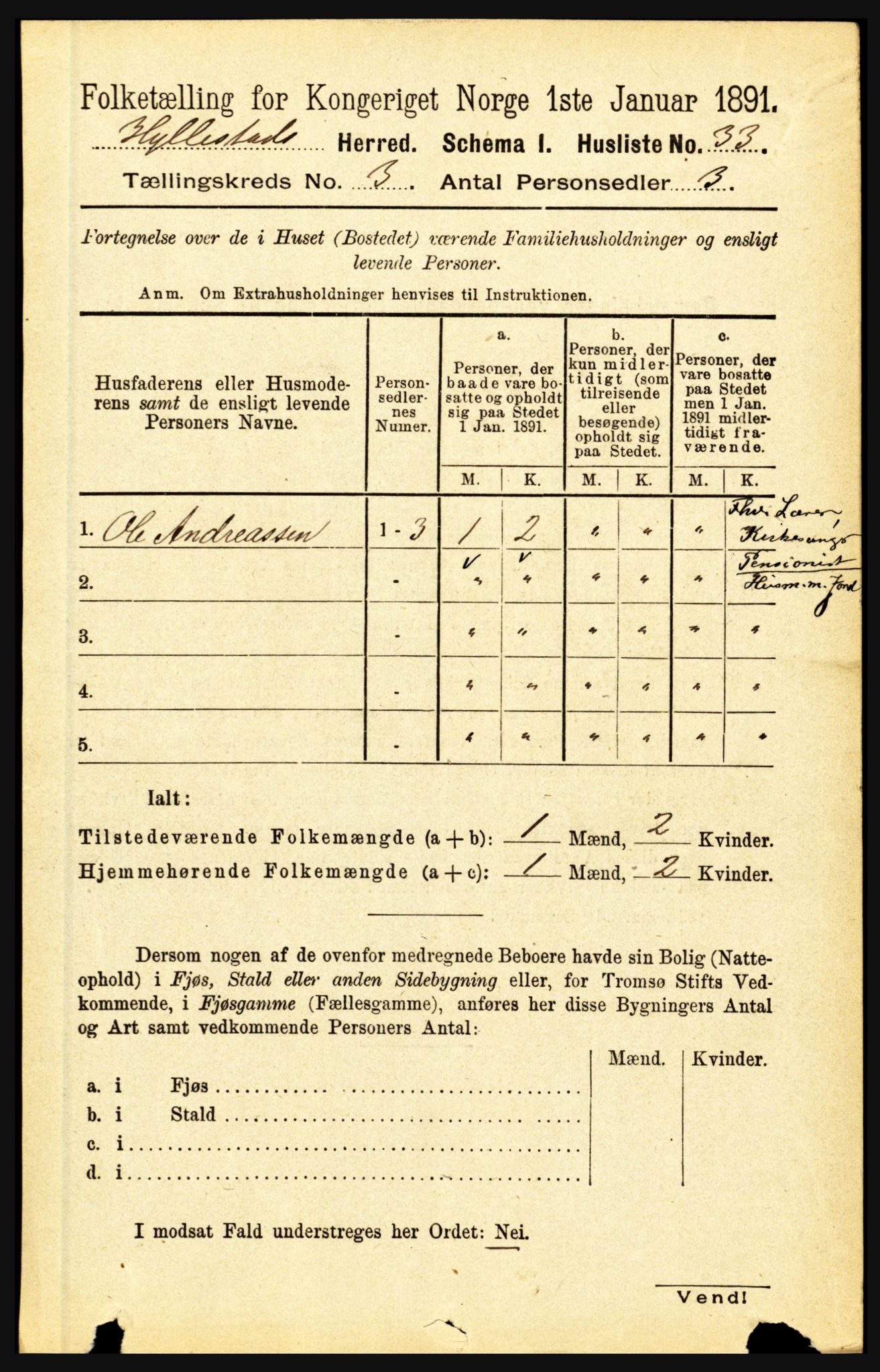 RA, 1891 census for 1413 Hyllestad, 1891, p. 332