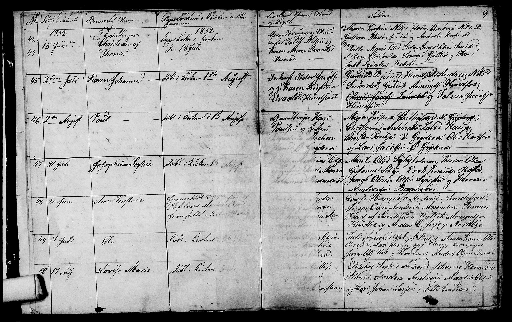 Våle kirkebøker, AV/SAKO-A-334/G/Ga/L0002: Parish register (copy) no. I 2, 1851-1863, p. 8-9