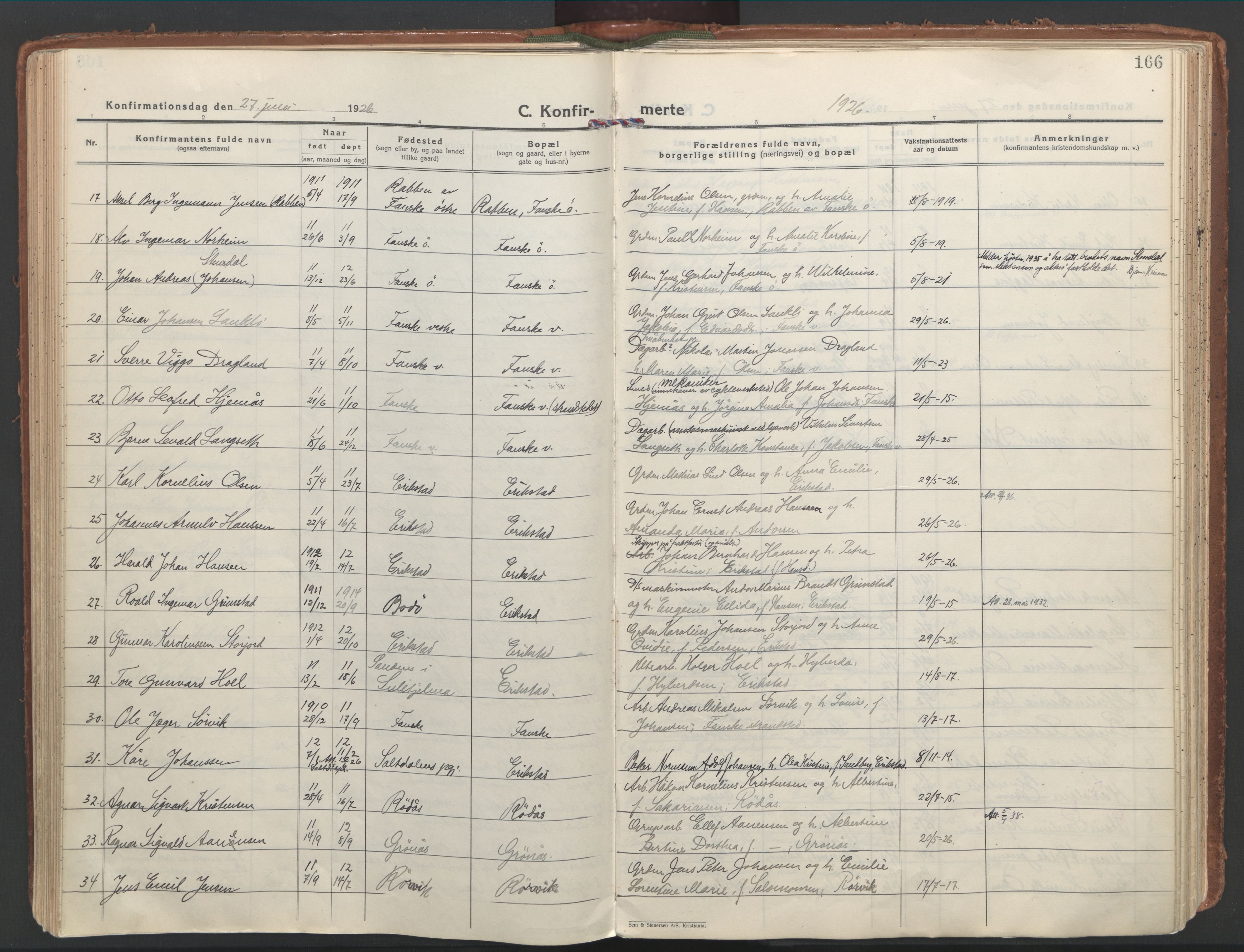 Ministerialprotokoller, klokkerbøker og fødselsregistre - Nordland, SAT/A-1459/849/L0699: Parish register (official) no. 849A10, 1924-1937, p. 166