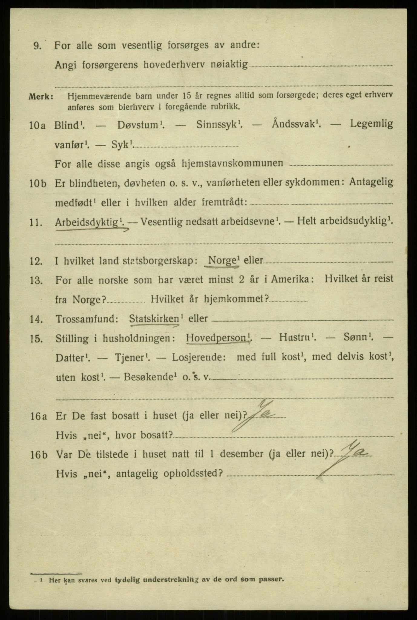 SAB, 1920 census for Bergen, 1920, p. 154258
