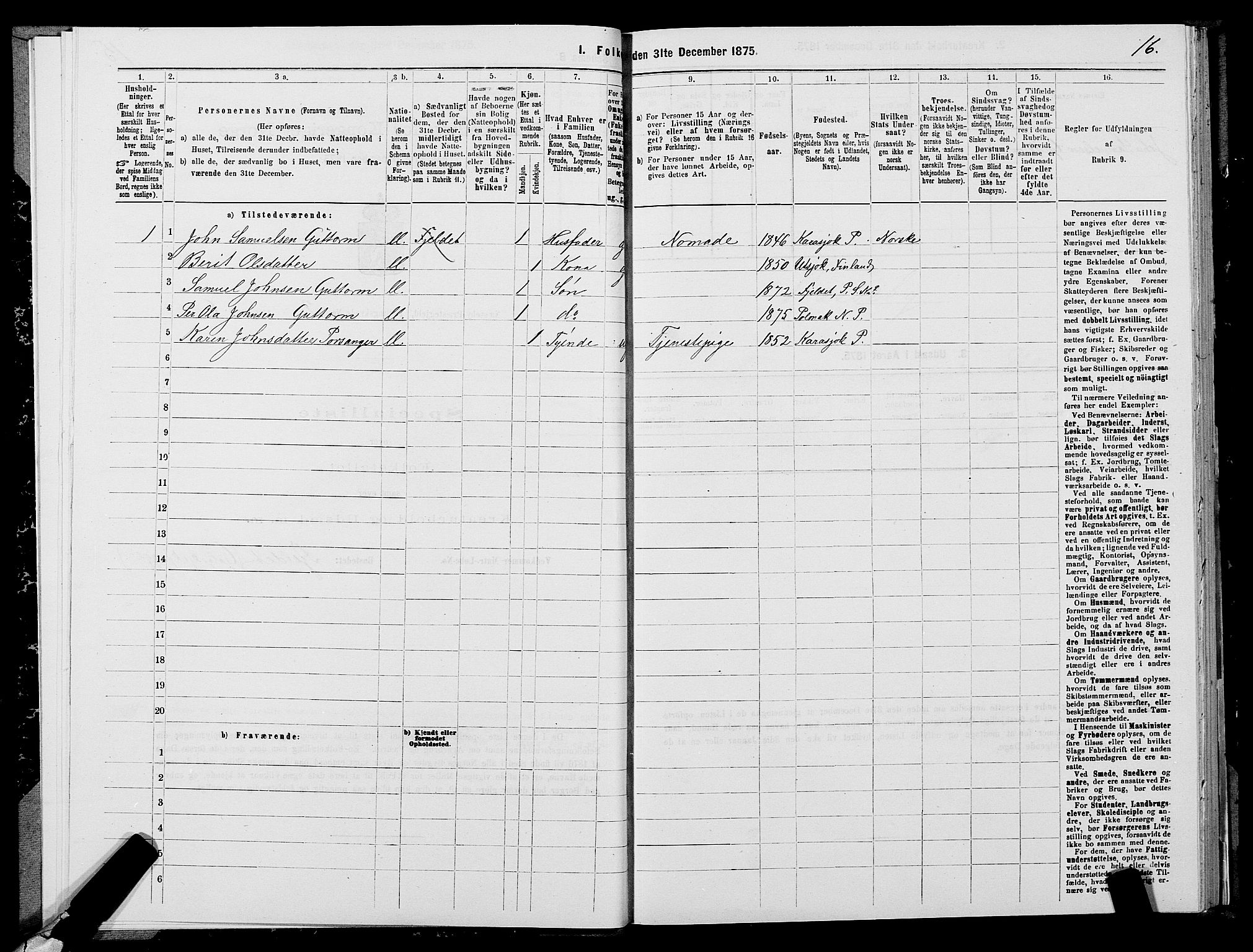 SATØ, 1875 census for 2027P Nesseby, 1875, p. 2016