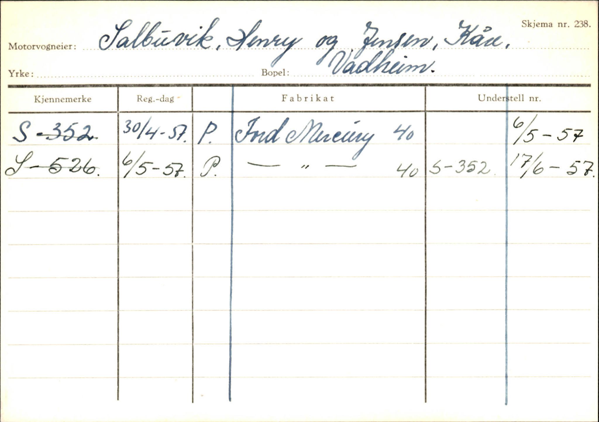 Statens vegvesen, Sogn og Fjordane vegkontor, AV/SAB-A-5301/4/F/L0131: Eigarregister Høyanger P-Å. Stryn S-Å, 1945-1975, p. 148