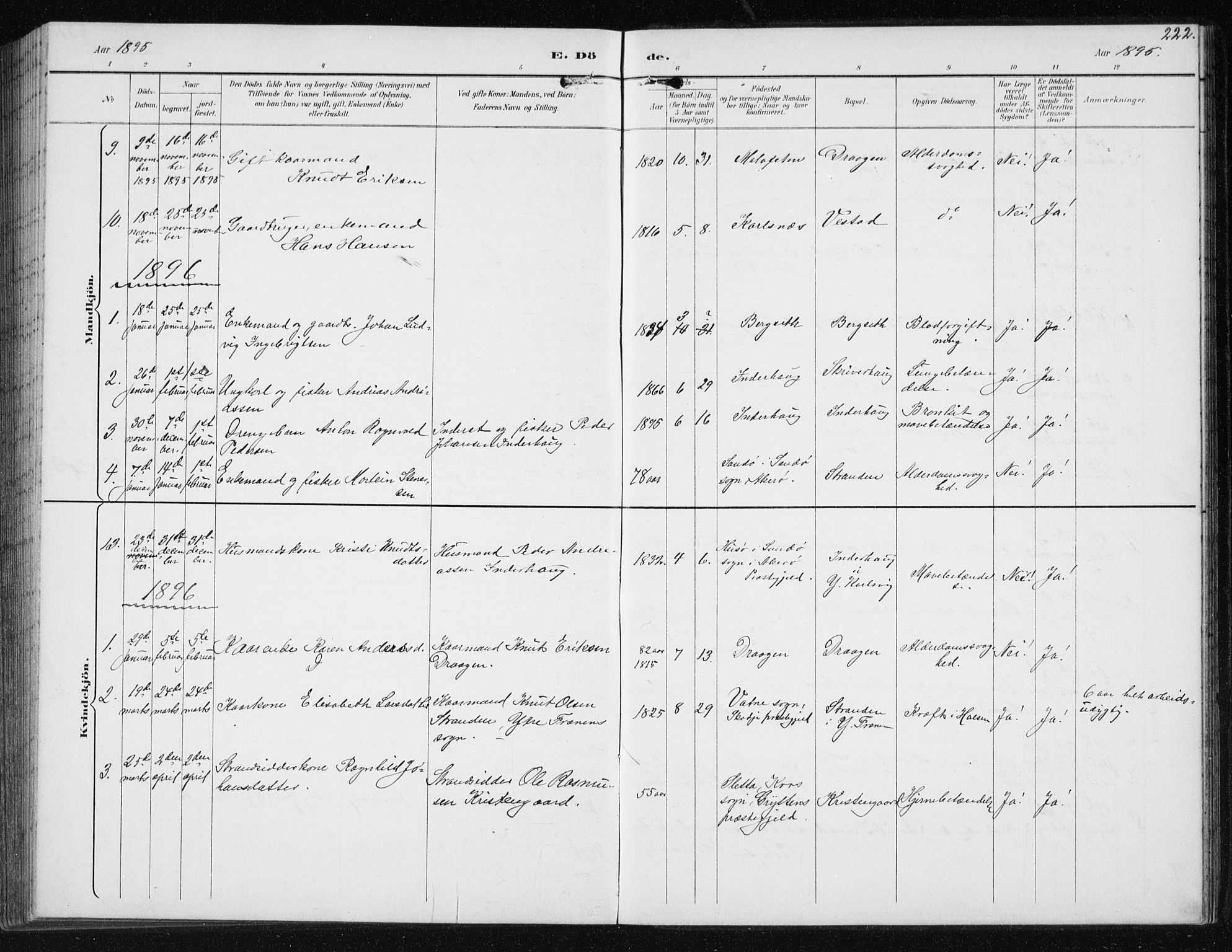 Ministerialprotokoller, klokkerbøker og fødselsregistre - Møre og Romsdal, AV/SAT-A-1454/566/L0773: Parish register (copy) no. 566C02, 1892-1909, p. 222