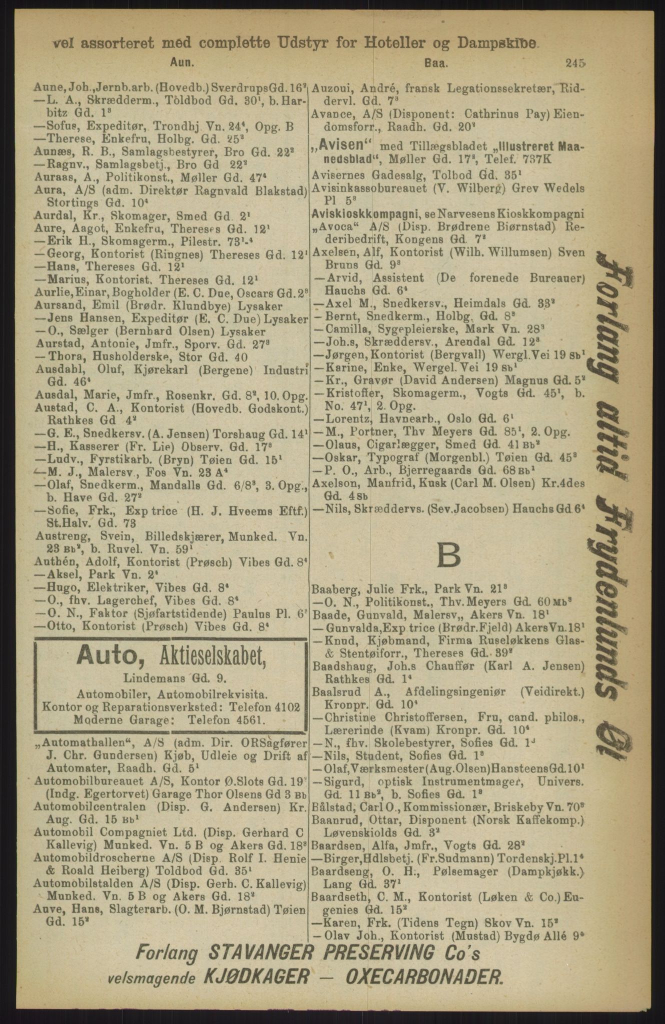 Kristiania/Oslo adressebok, PUBL/-, 1911, p. 245
