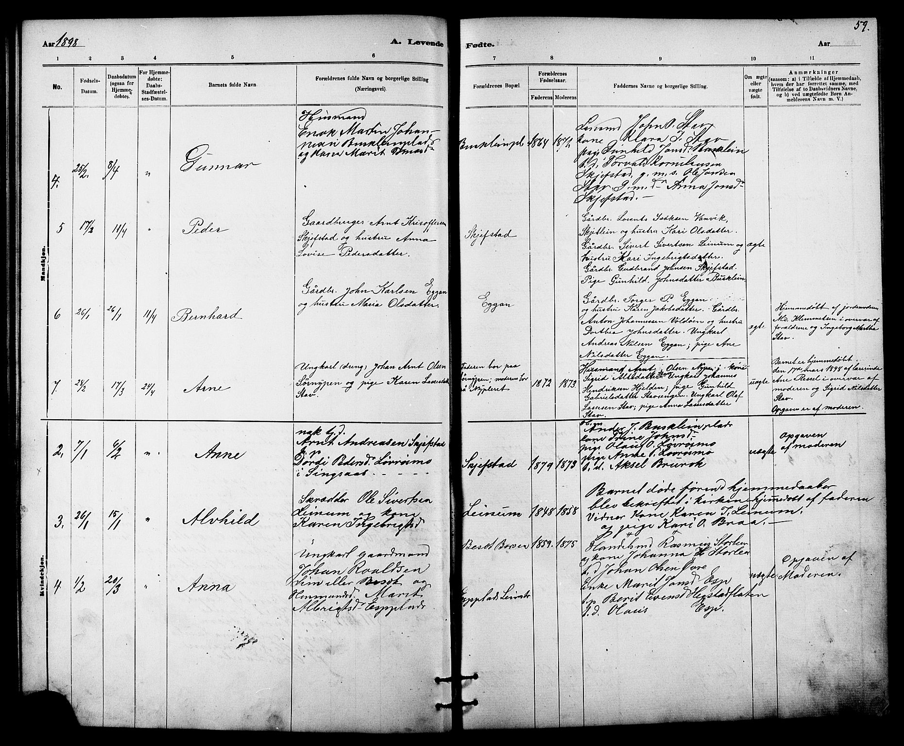 Ministerialprotokoller, klokkerbøker og fødselsregistre - Sør-Trøndelag, AV/SAT-A-1456/613/L0395: Parish register (copy) no. 613C03, 1887-1909, p. 59