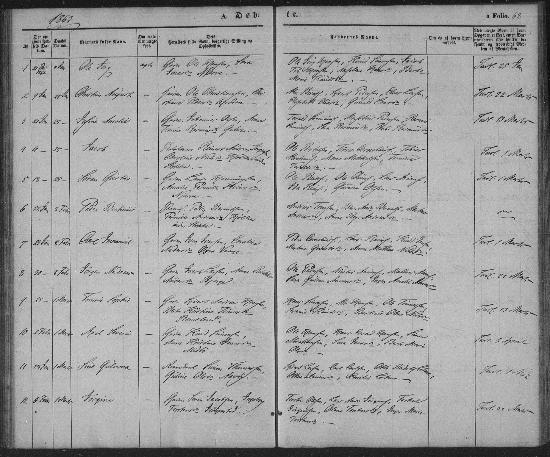 Sør-Audnedal sokneprestkontor, SAK/1111-0039/F/Fa/Faa/L0002: Parish register (official) no. A 2, 1848-1867, p. 62