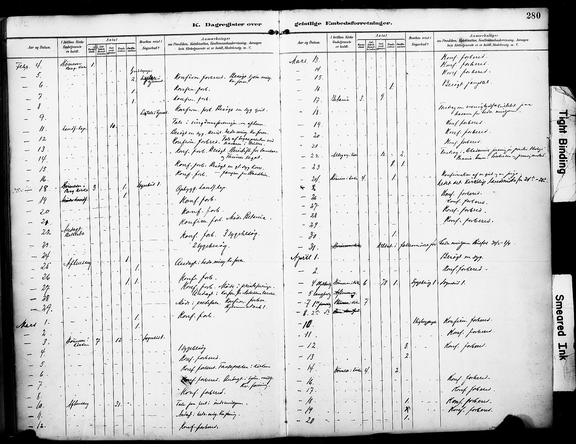 Bragernes kirkebøker, AV/SAKO-A-6/F/Fc/L0006: Parish register (official) no. III 6, 1888-1899, p. 280