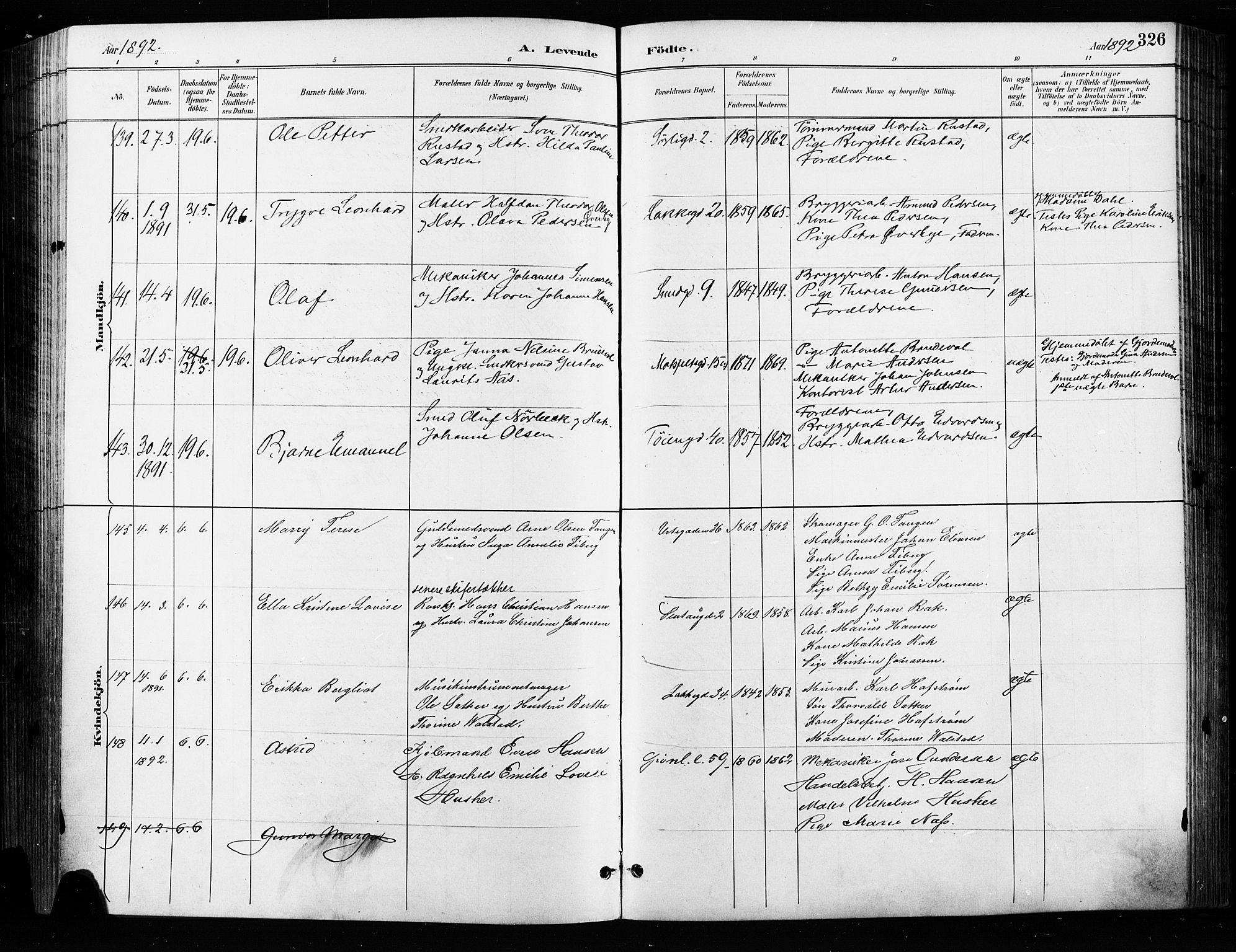 Grønland prestekontor Kirkebøker, AV/SAO-A-10848/F/Fa/L0009: Parish register (official) no. 9, 1888-1893, p. 326