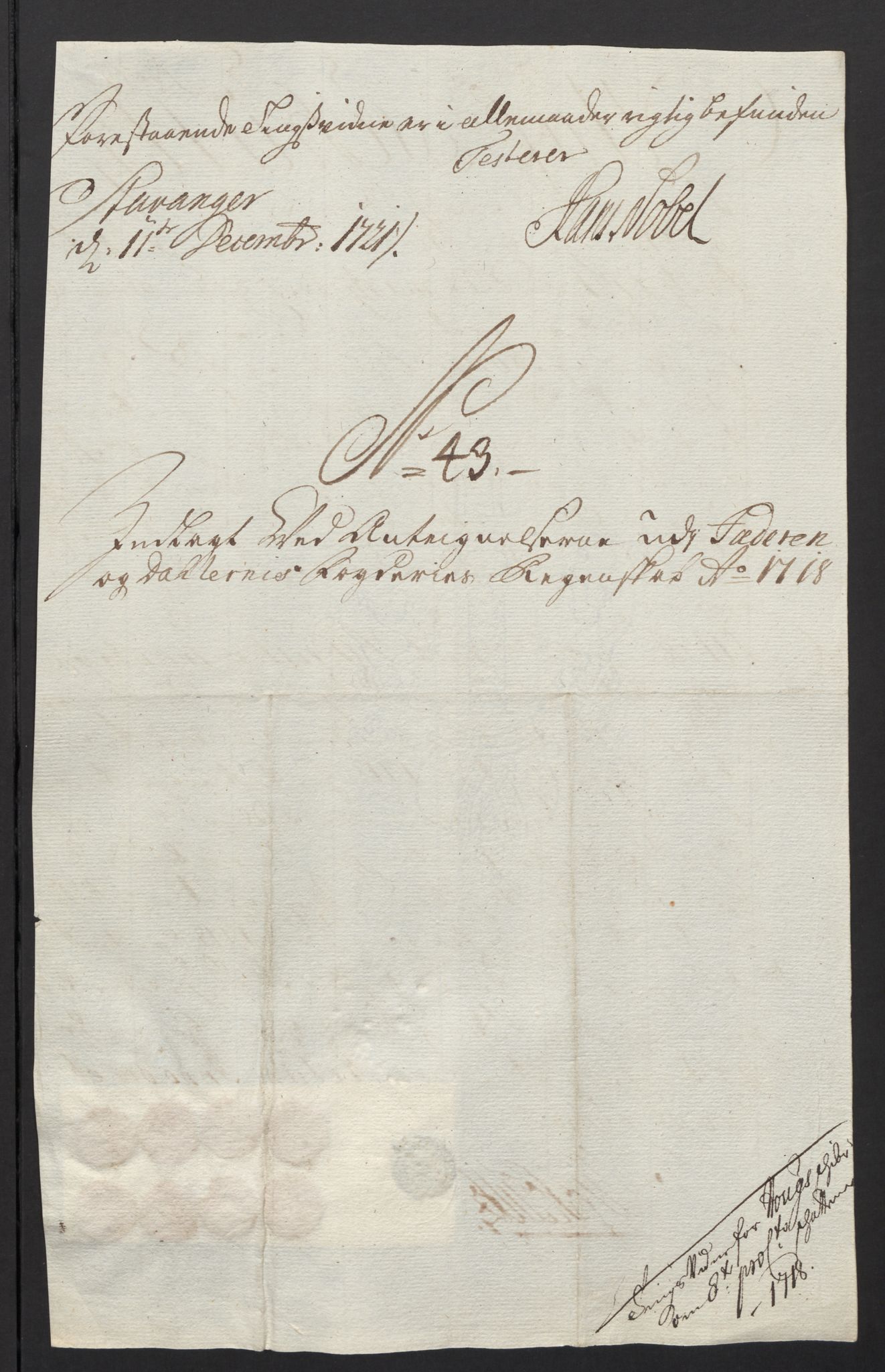 Rentekammeret inntil 1814, Reviderte regnskaper, Fogderegnskap, AV/RA-EA-4092/R46/L2744: Fogderegnskap Jæren og Dalane, 1718, p. 174