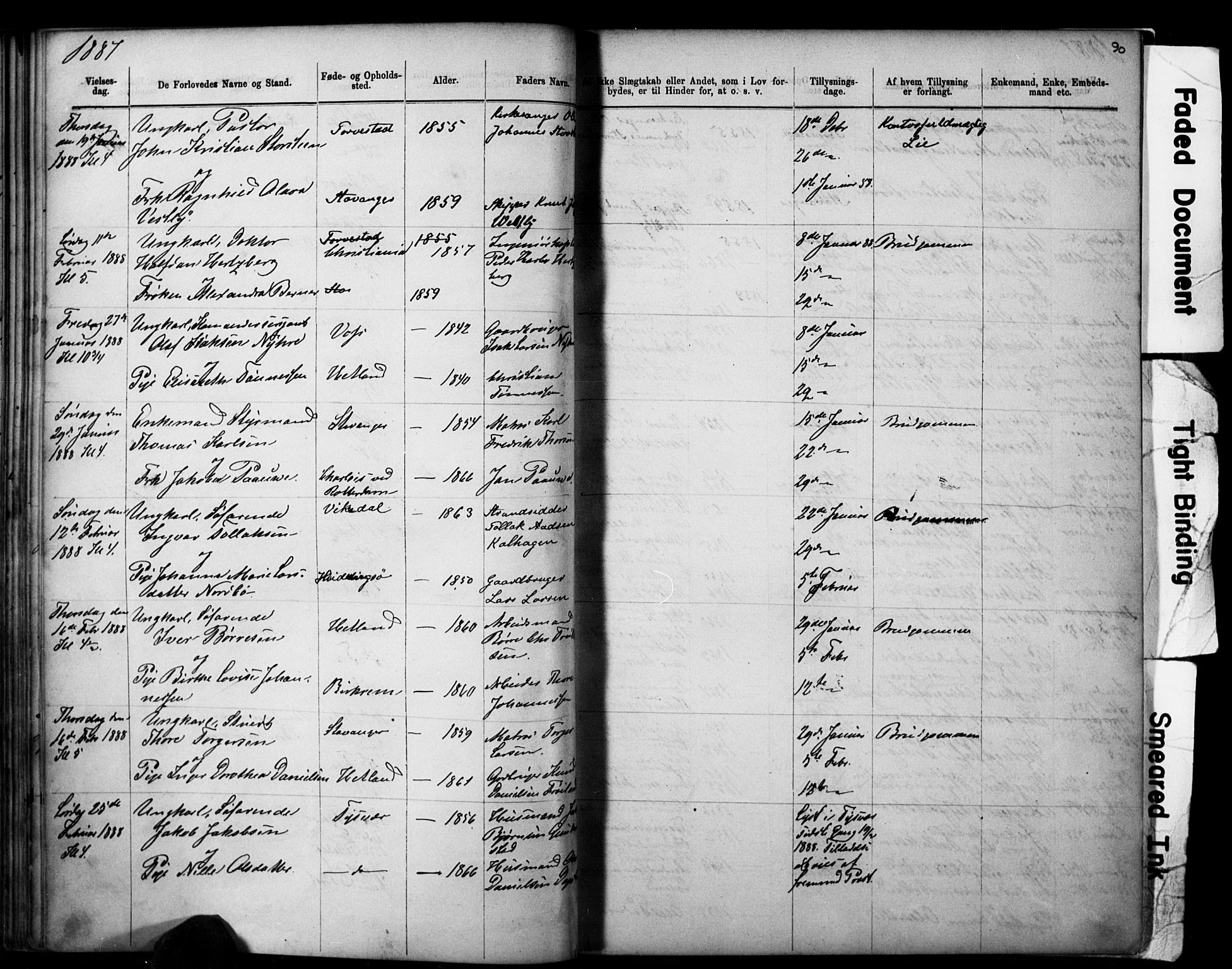 Domkirken sokneprestkontor, SAST/A-101812/001/30/30BB/L0014: Parish register (copy) no. B 14, 1875-1902, p. 90