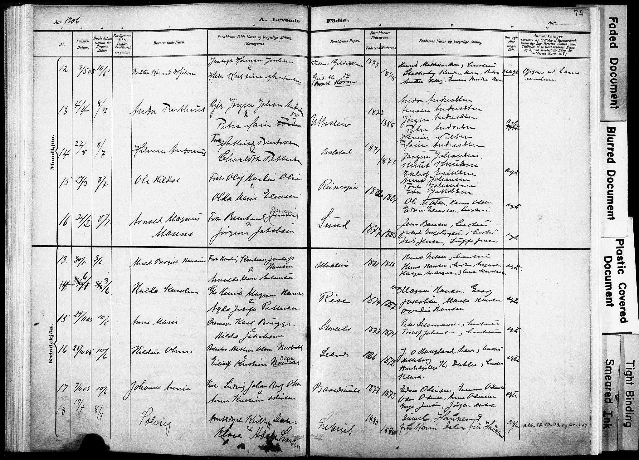 Ministerialprotokoller, klokkerbøker og fødselsregistre - Nordland, SAT/A-1459/881/L1151: Parish register (official) no. 881A04, 1899-1907, p. 74