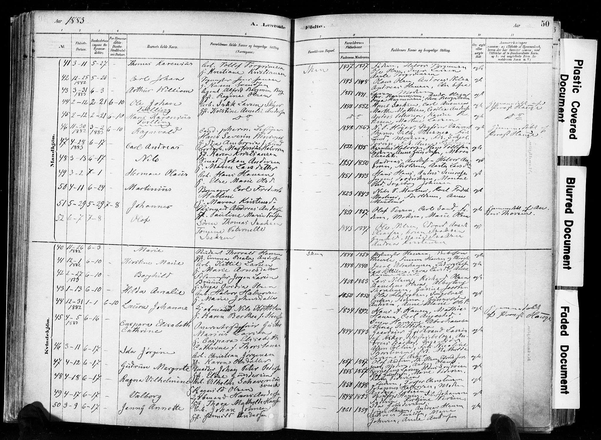 Skien kirkebøker, SAKO/A-302/F/Fa/L0009: Parish register (official) no. 9, 1878-1890, p. 50