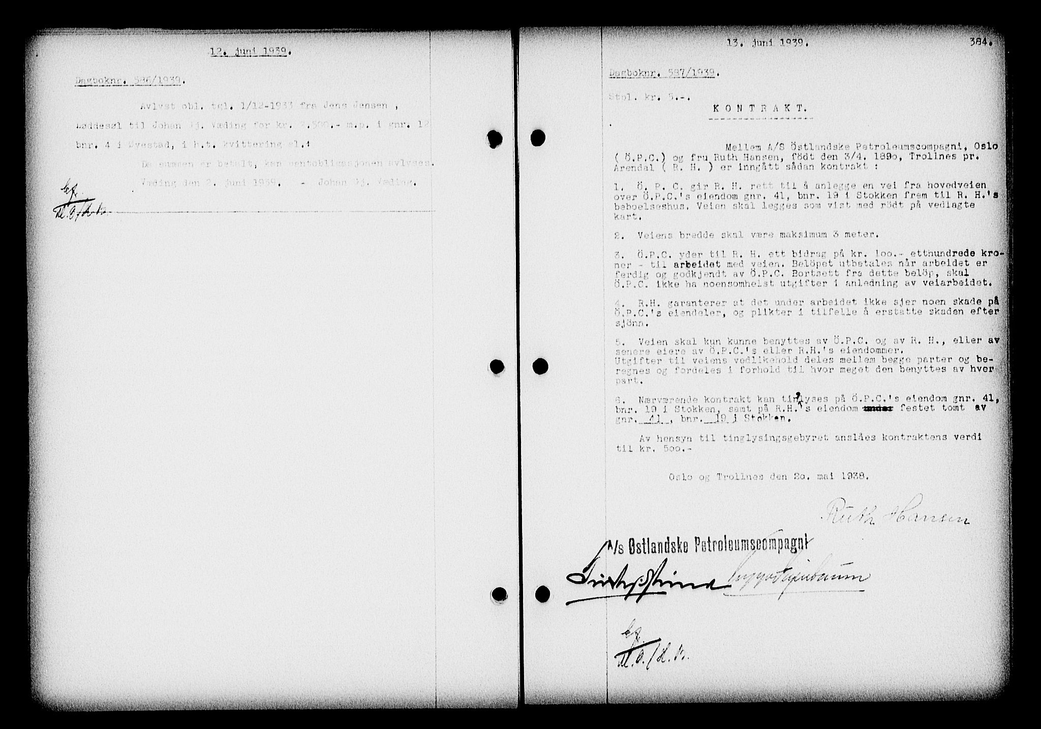 Nedenes sorenskriveri, SAK/1221-0006/G/Gb/Gba/L0046: Mortgage book no. 42, 1938-1939, Diary no: : 587/1939