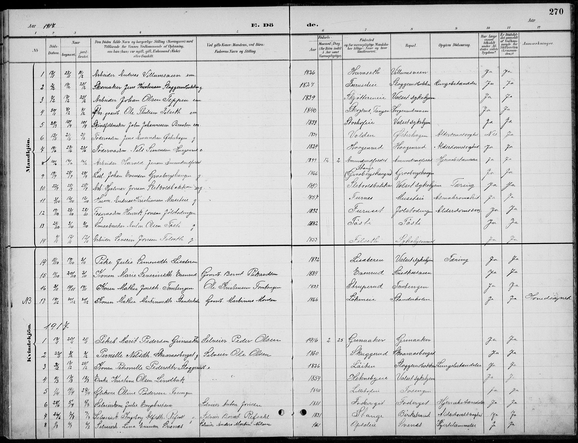 Romedal prestekontor, AV/SAH-PREST-004/L/L0013: Parish register (copy) no. 13, 1896-1937, p. 270