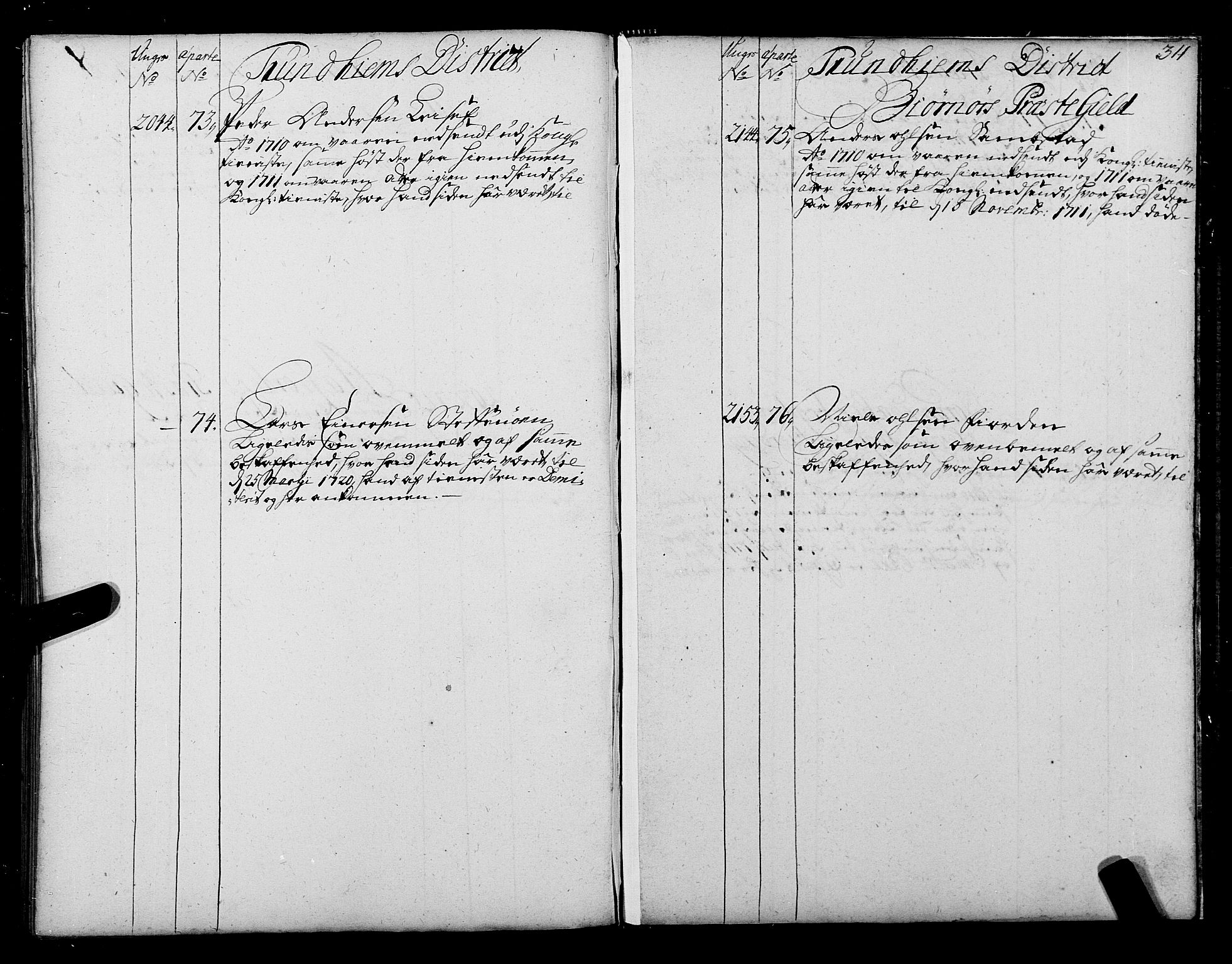 Sjøinnrulleringen - Trondhjemske distrikt, SAT/A-5121/01/L0004: Ruller over sjøfolk i Trondhjem by, 1704-1710, p. 311