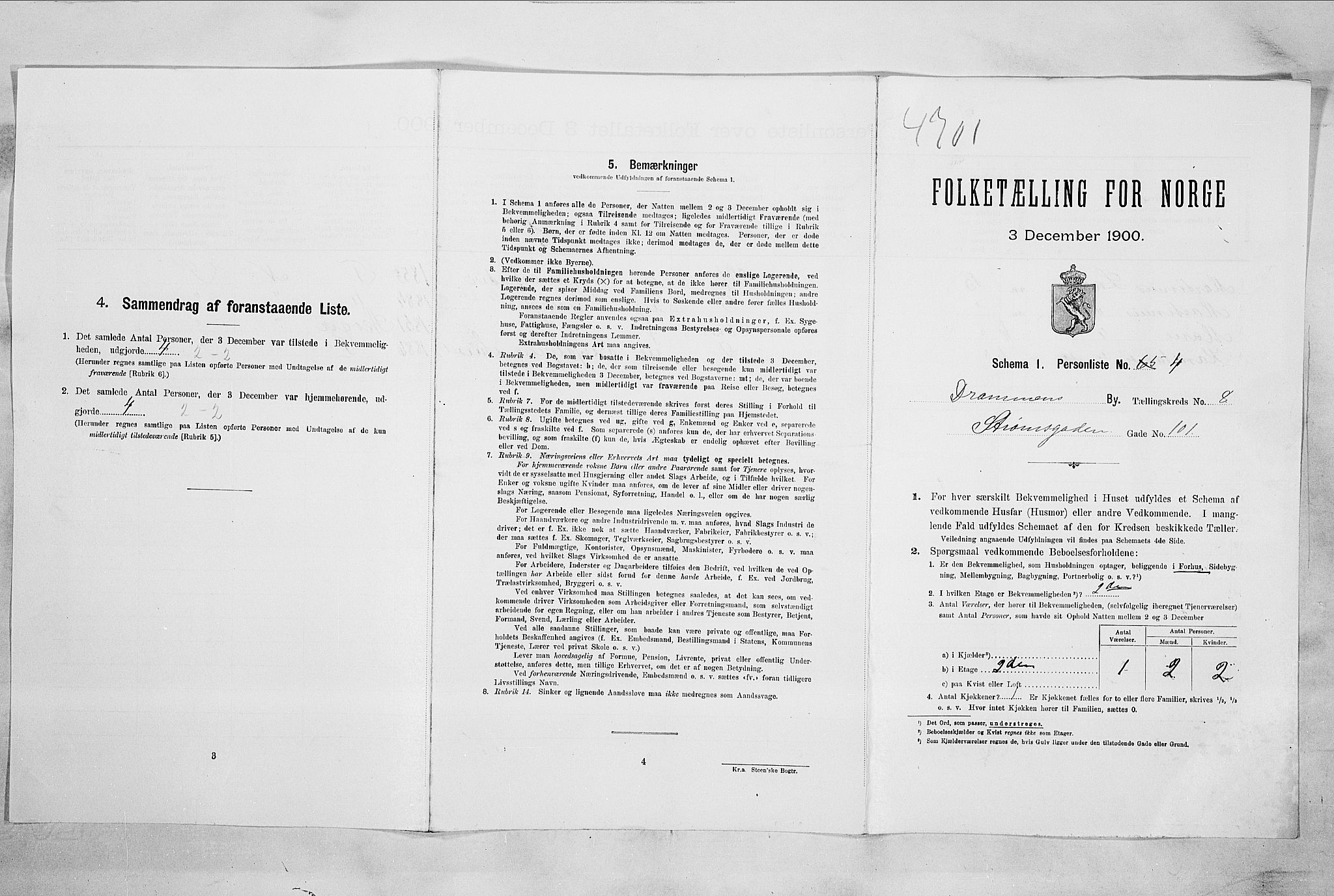 RA, 1900 census for Drammen, 1900, p. 1596