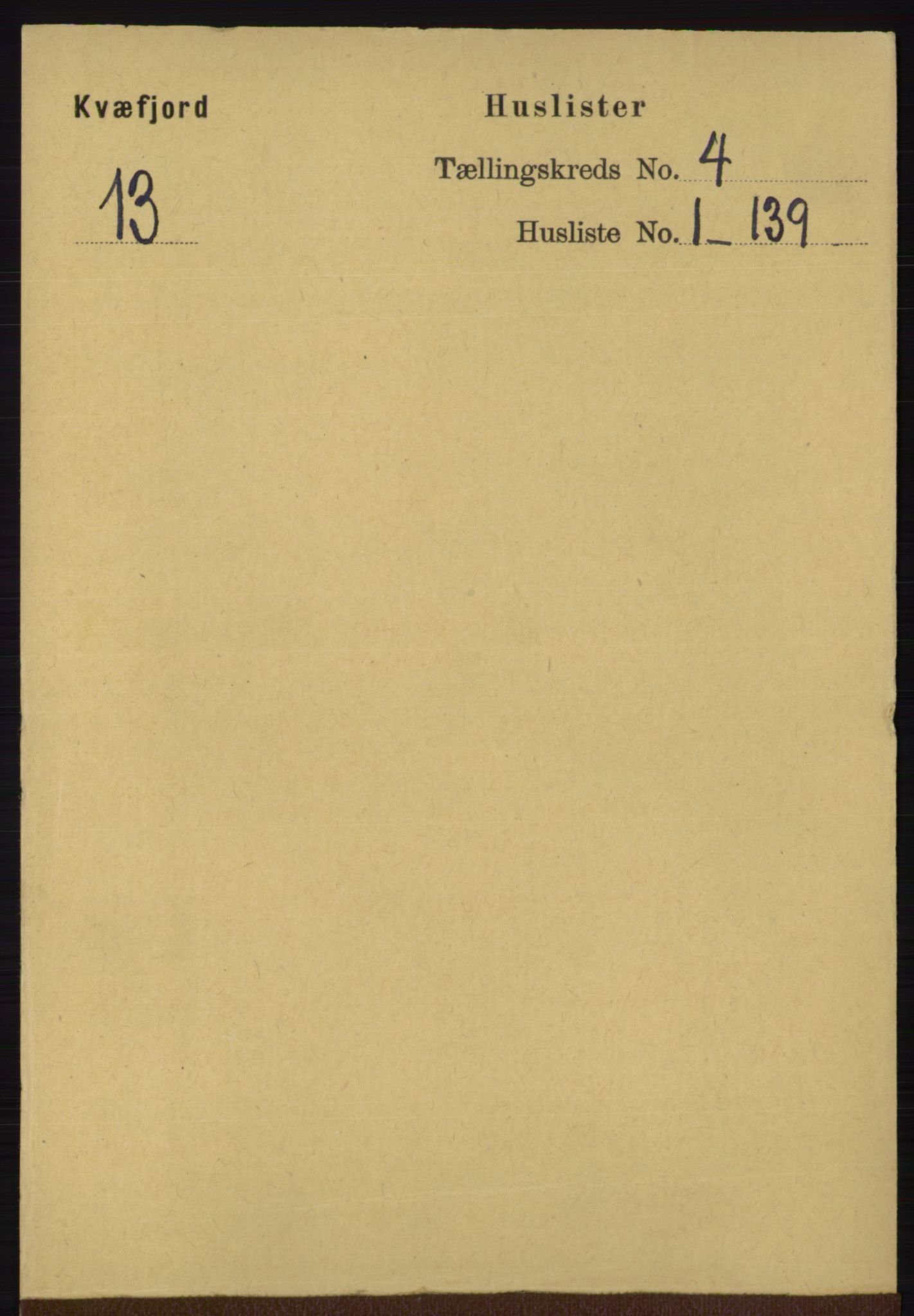 RA, 1891 census for 1911 Kvæfjord, 1891, p. 1749