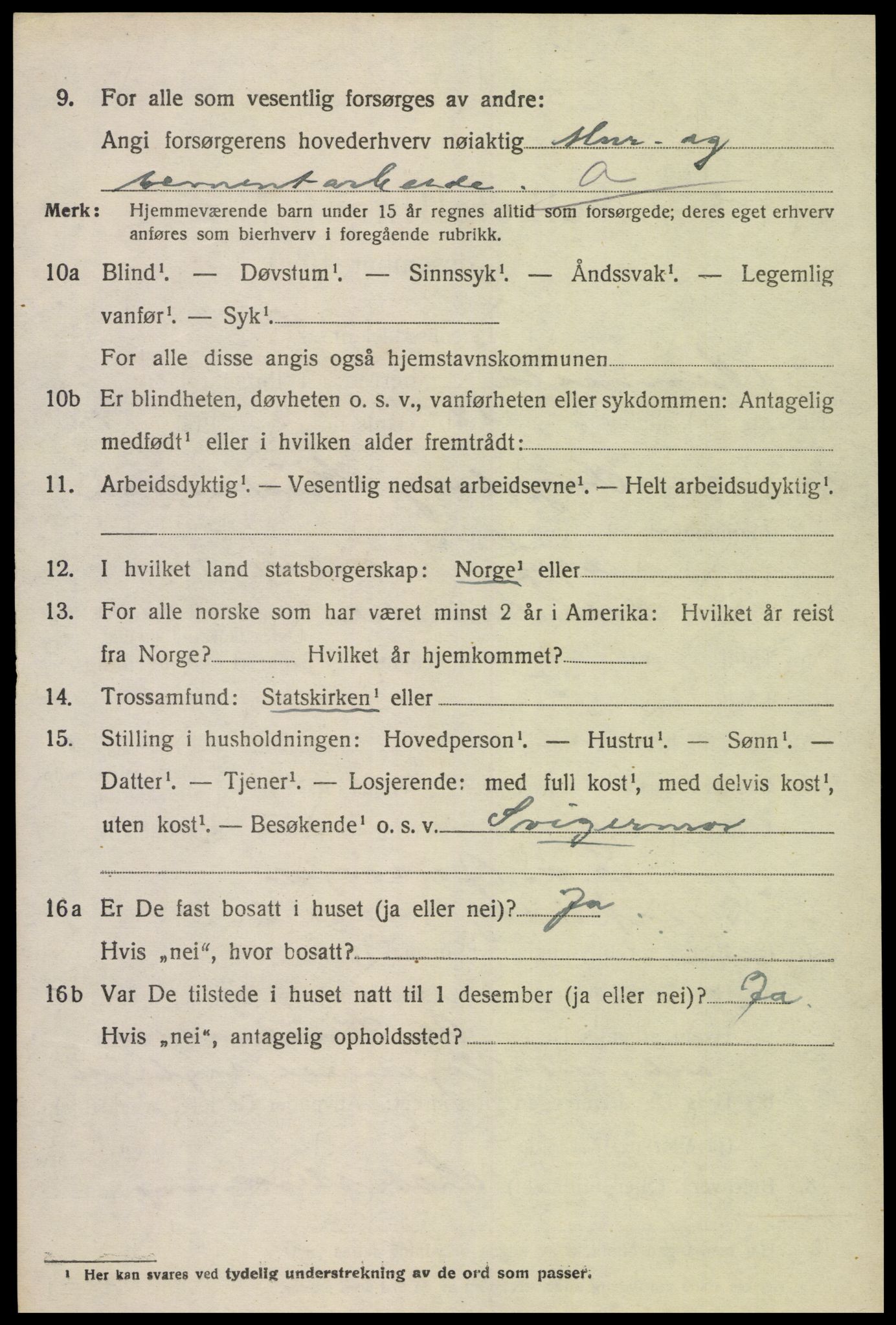 SAK, 1920 census for Vennesla, 1920, p. 1817