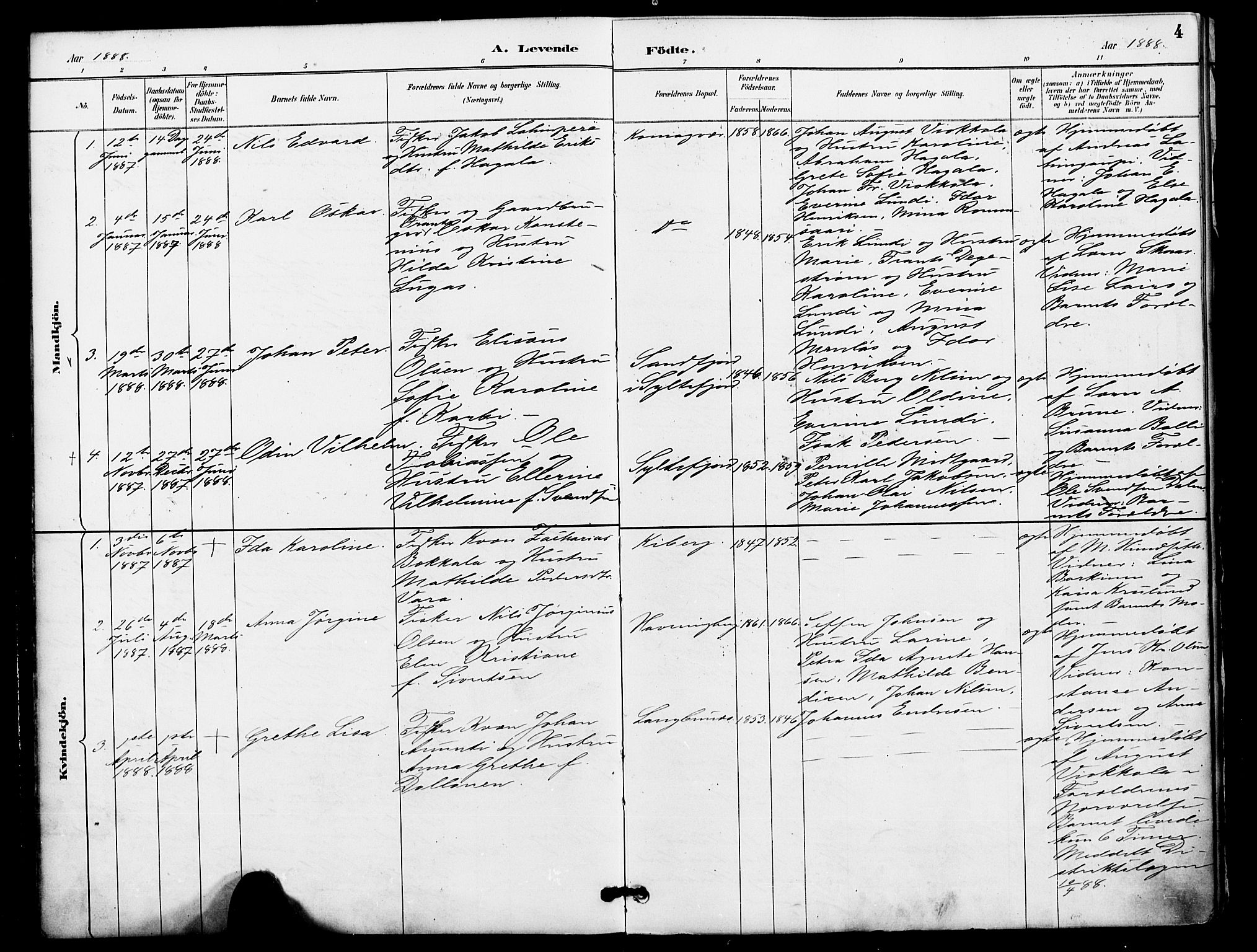 Vardø sokneprestkontor, SATØ/S-1332/H/Ha/L0009kirke: Parish register (official) no. 9, 1887-1898, p. 4