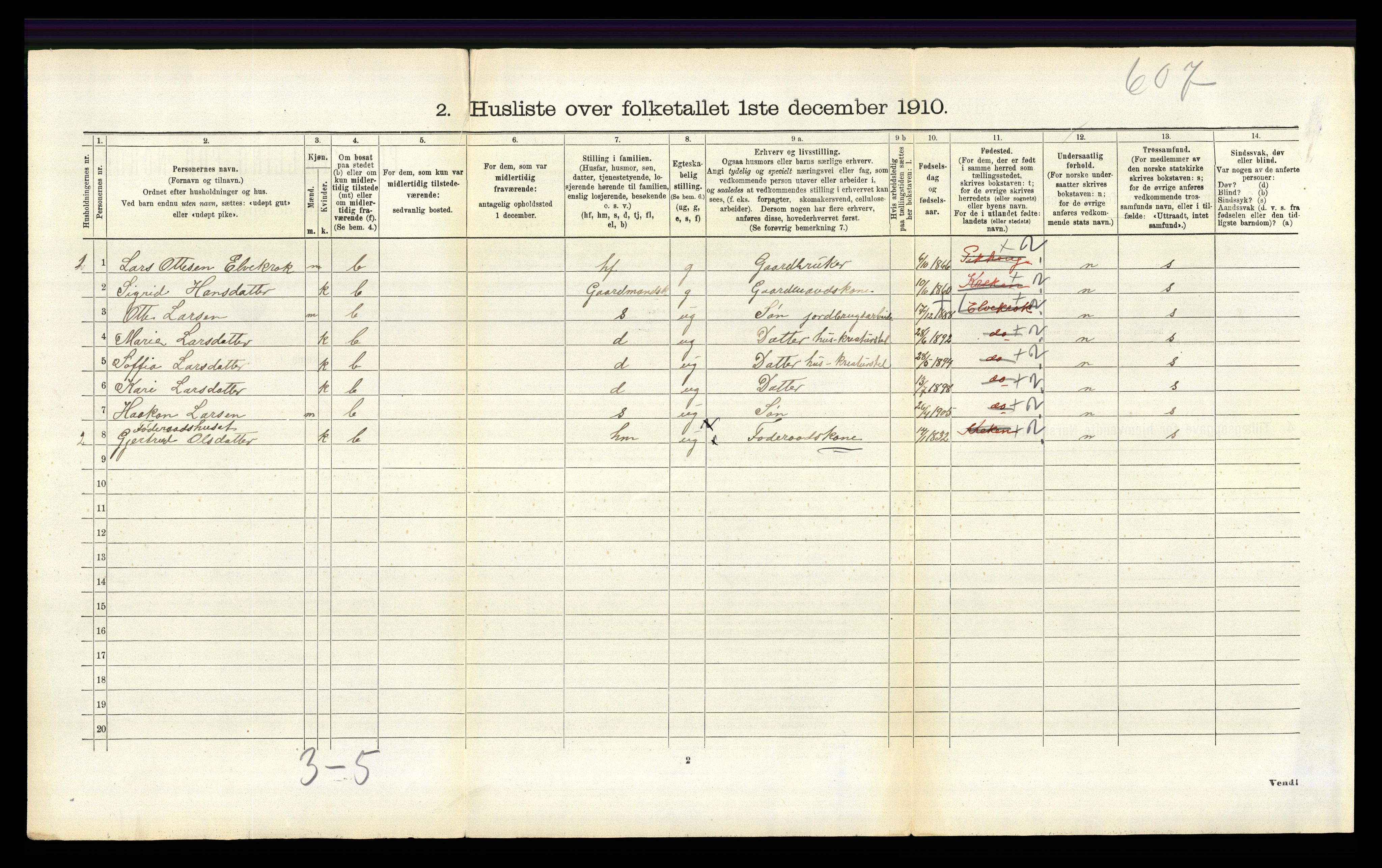 RA, 1910 census for Jostedal, 1910, p. 208