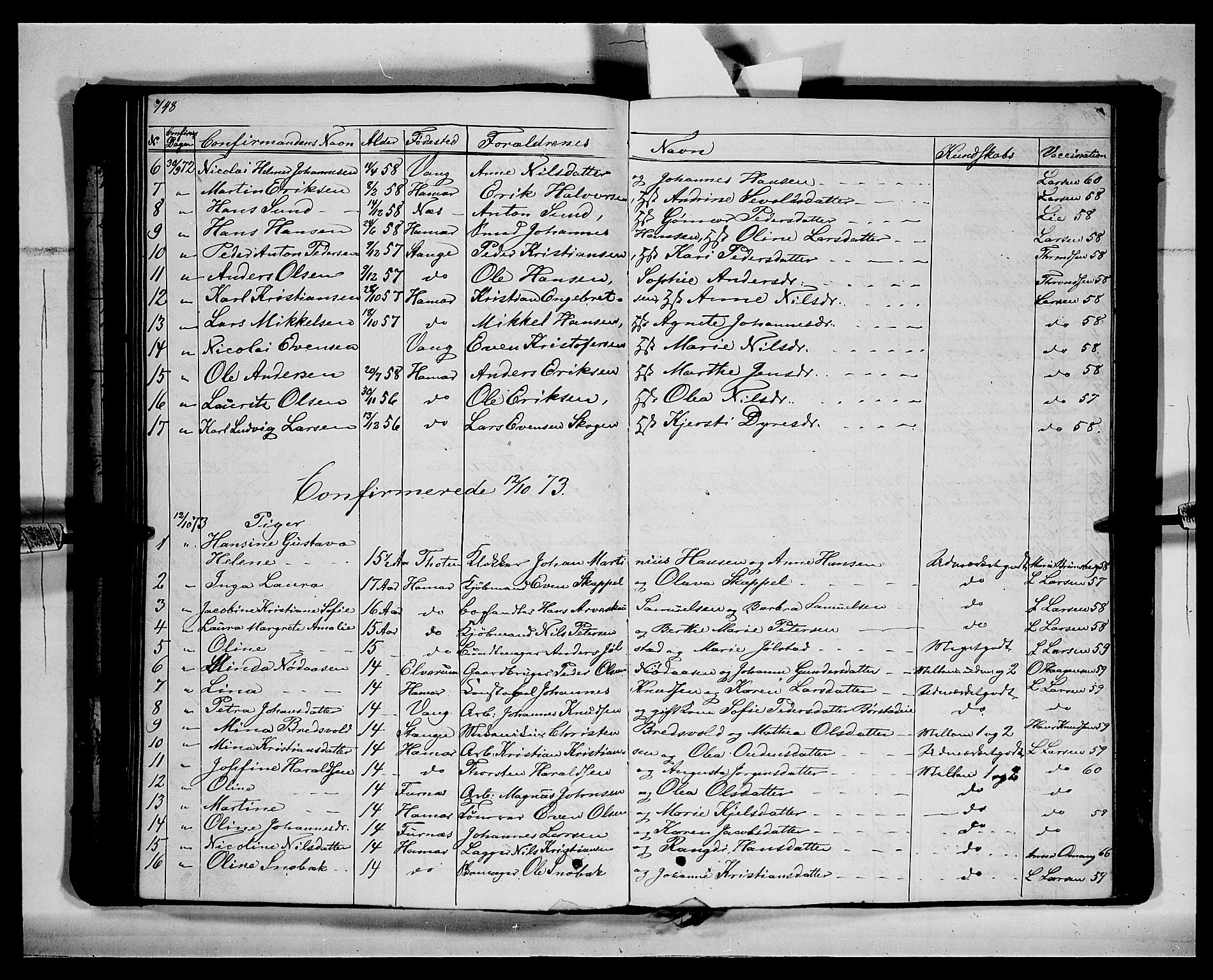 Vang prestekontor, Hedmark, SAH/PREST-008/H/Ha/Hab/L0011: Parish register (copy) no. 11, 1855-1878, p. 148