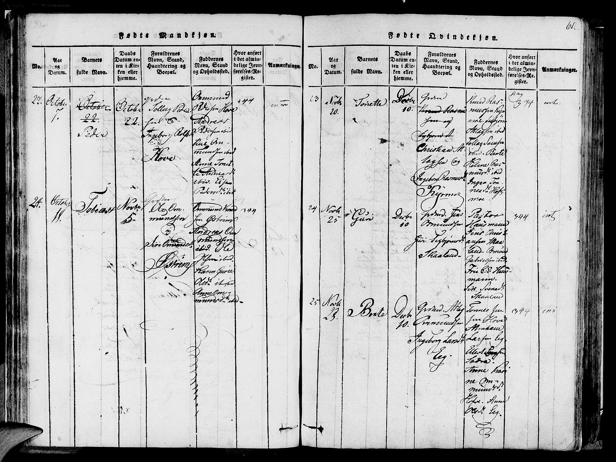 Lund sokneprestkontor, AV/SAST-A-101809/S06/L0005: Parish register (official) no. A 5, 1815-1833, p. 60