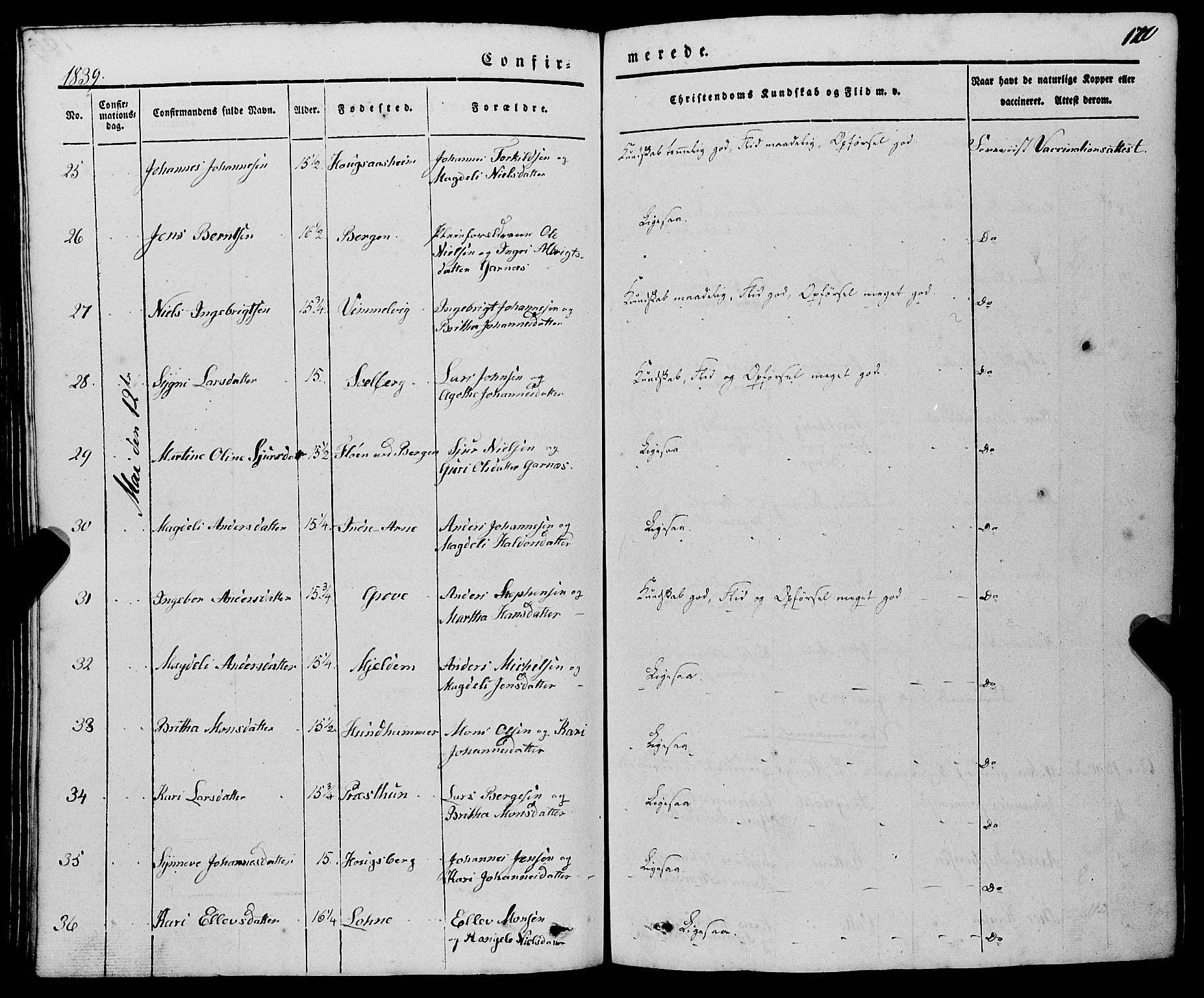 Haus sokneprestembete, AV/SAB-A-75601/H/Haa: Parish register (official) no. A 15, 1838-1847, p. 170