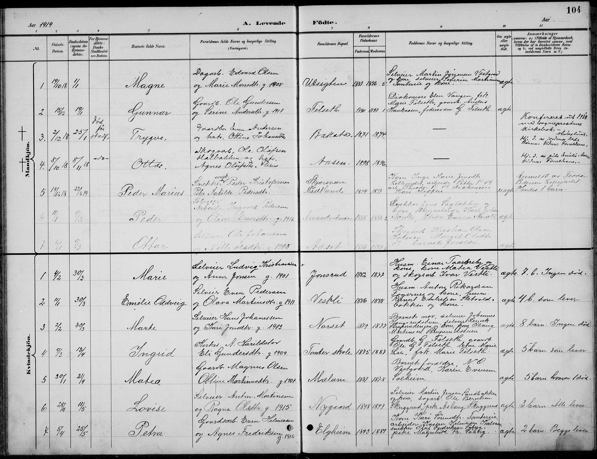 Romedal prestekontor, AV/SAH-PREST-004/L/L0013: Parish register (copy) no. 13, 1896-1937, p. 104