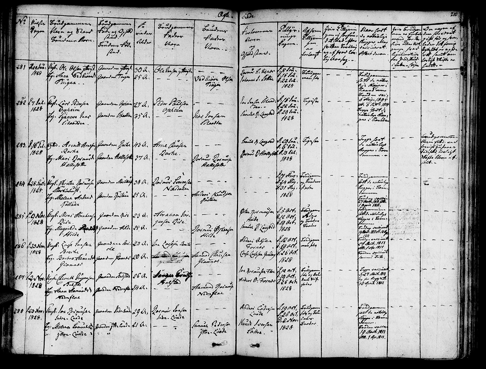 Innvik sokneprestembete, SAB/A-80501: Parish register (official) no. A 3, 1820-1832, p. 210