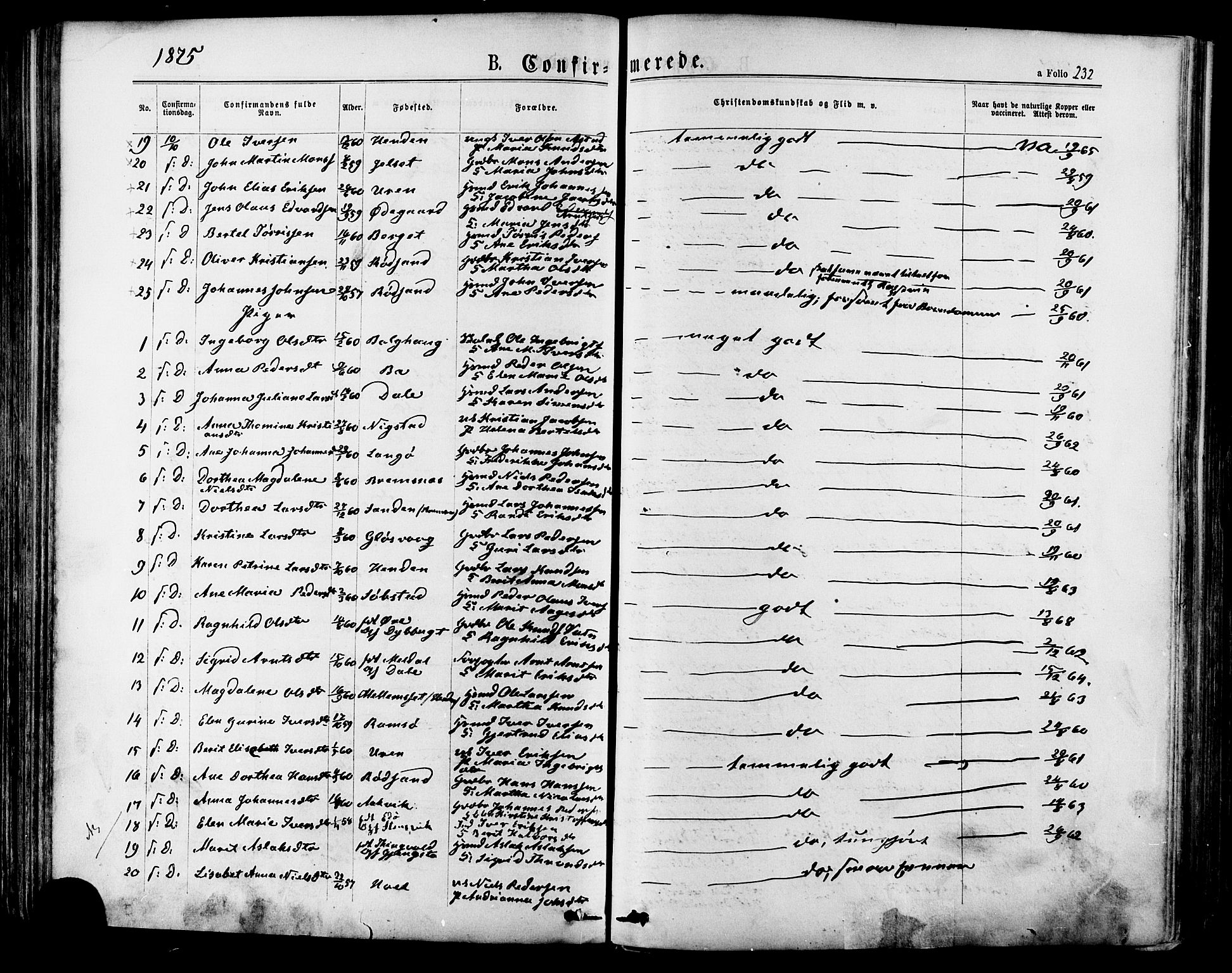Ministerialprotokoller, klokkerbøker og fødselsregistre - Møre og Romsdal, SAT/A-1454/568/L0805: Parish register (official) no. 568A12 /1, 1869-1884, p. 232