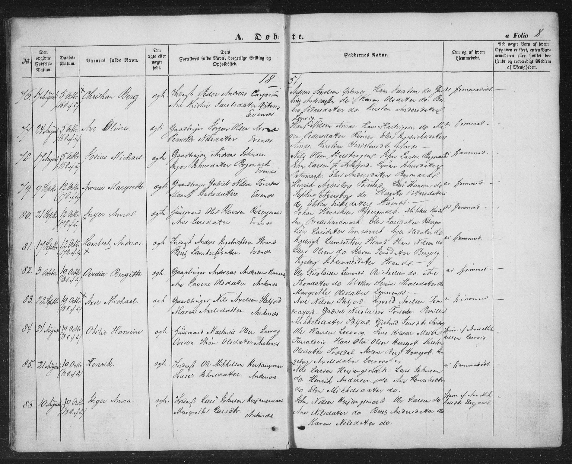 Ministerialprotokoller, klokkerbøker og fødselsregistre - Nordland, AV/SAT-A-1459/863/L0895: Parish register (official) no. 863A07, 1851-1860, p. 8