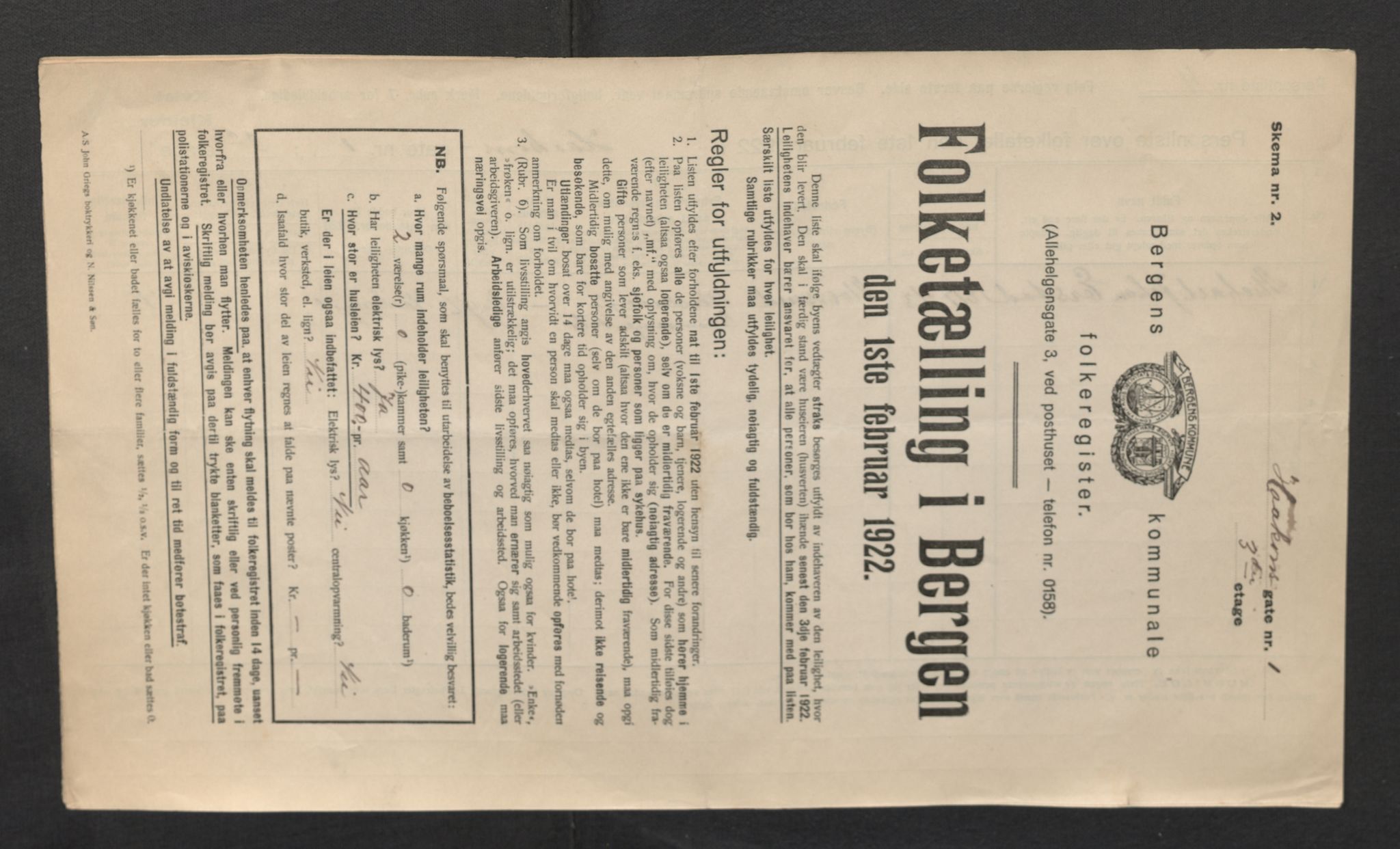 SAB, Municipal Census 1922 for Bergen, 1922, p. 11668