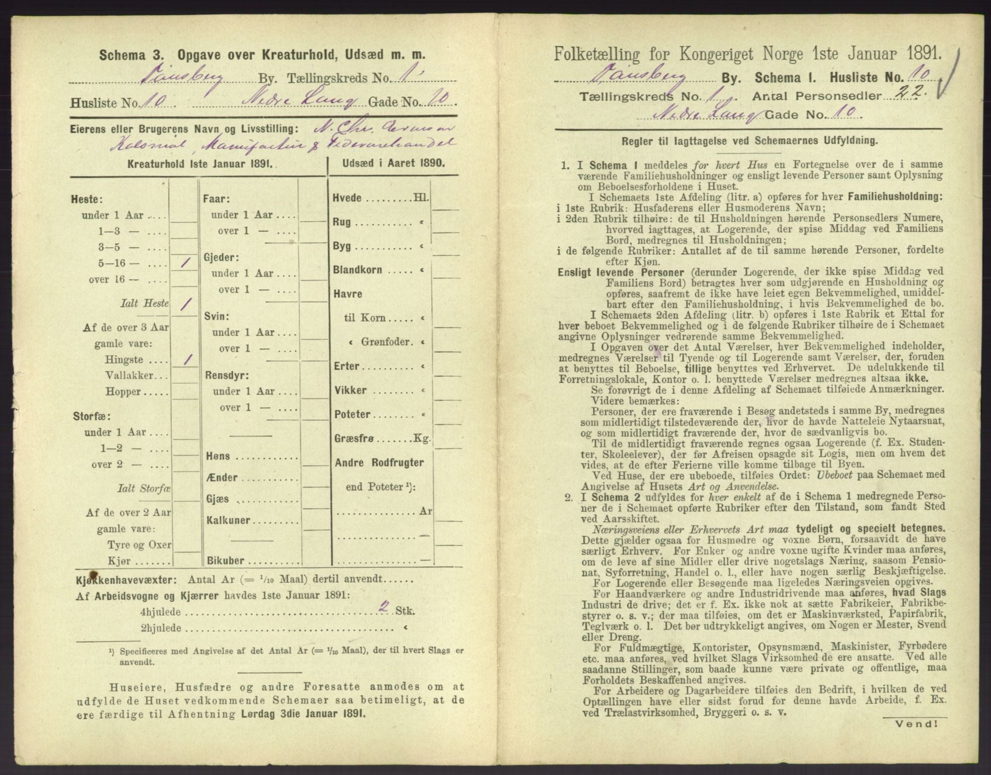 RA, 1891 census for 0705 Tønsberg, 1891, p. 108