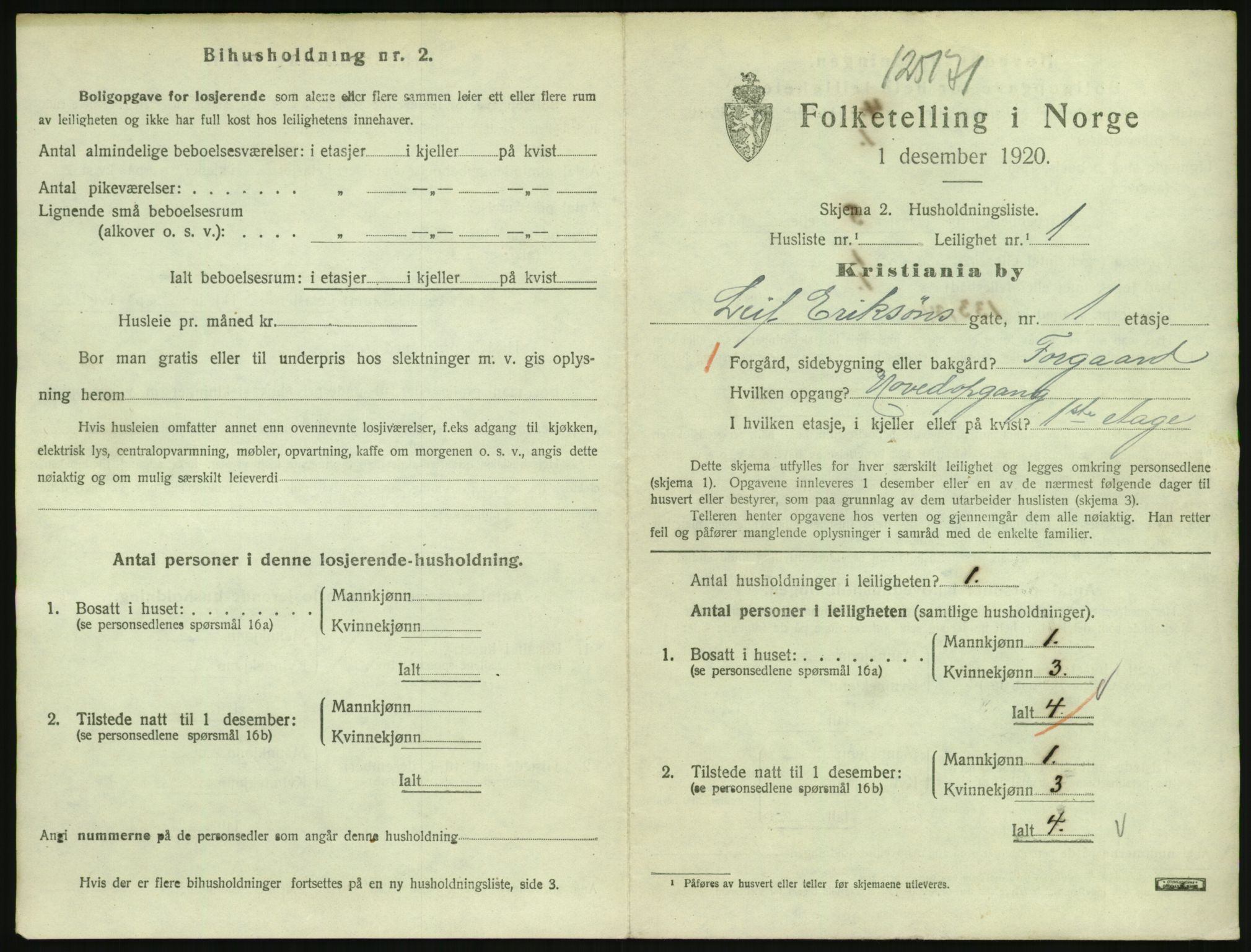 SAO, 1920 census for Kristiania, 1920, p. 58300