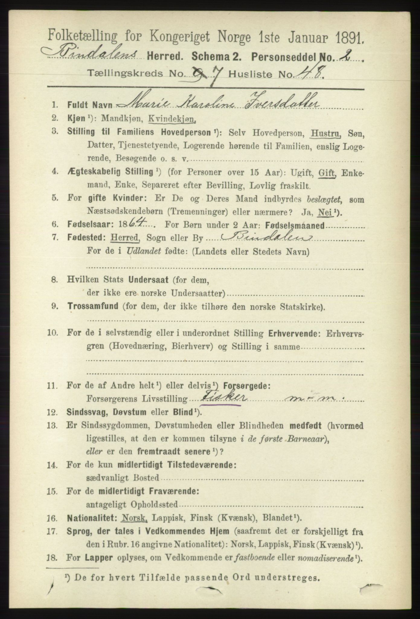 RA, 1891 census for 1811 Bindal, 1891, p. 2554