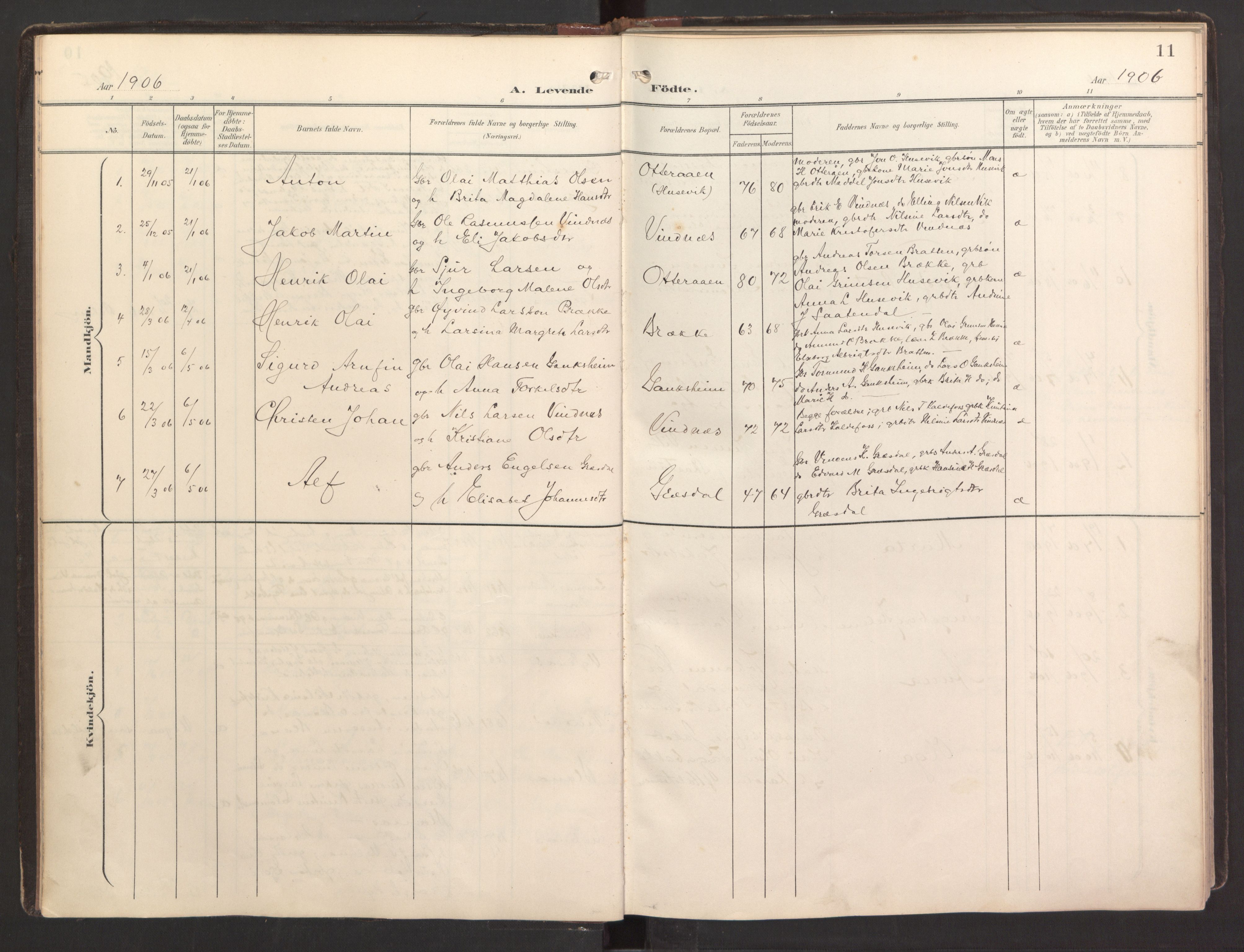 Fitjar sokneprestembete, SAB/A-99926: Parish register (official) no. B 1, 1900-1926, p. 11